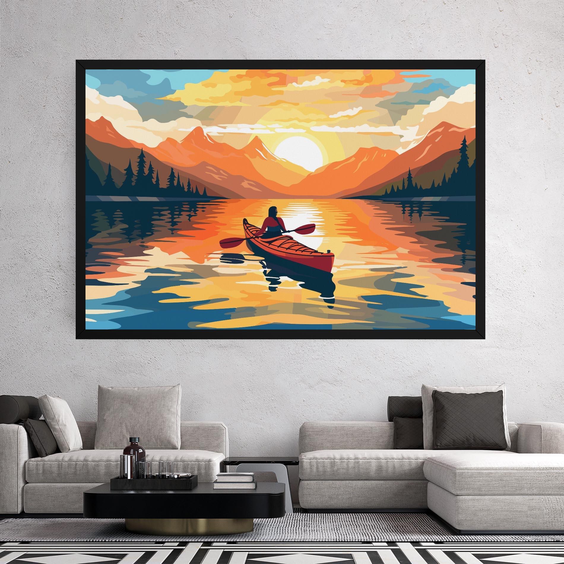 Tablou Canvas Boat Sunset Woman mockup 2