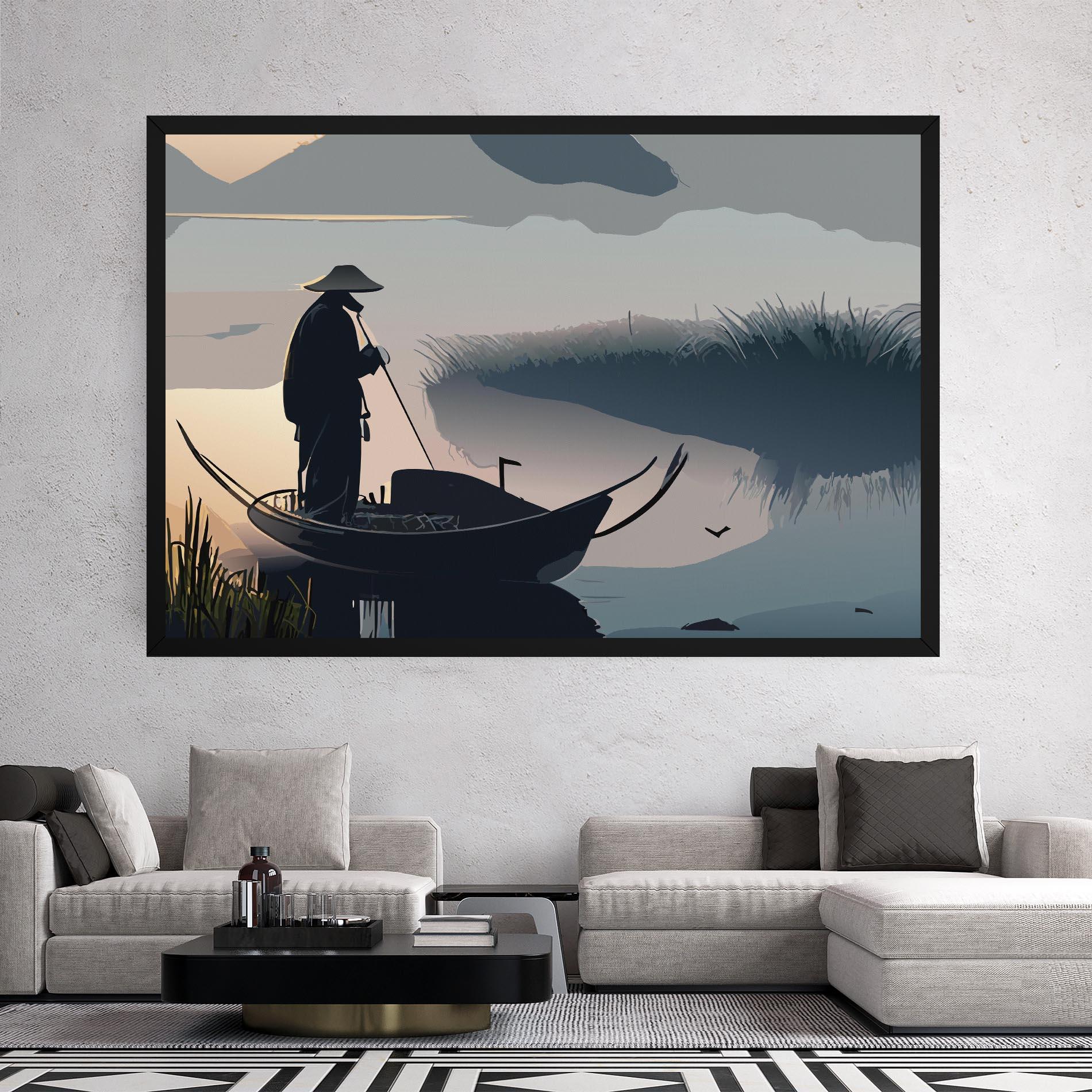 Tablou Canvas Japan Lake Man mockup 2