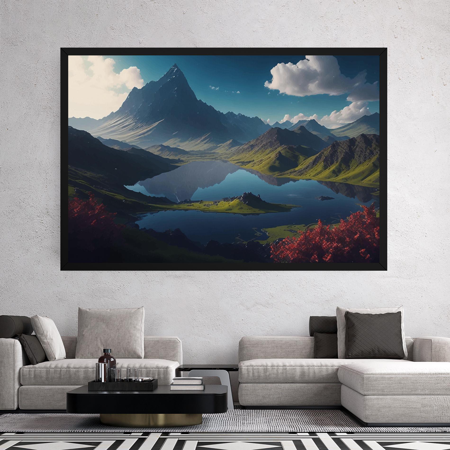 Tablou Canvas Red Flower Lake mockup 2