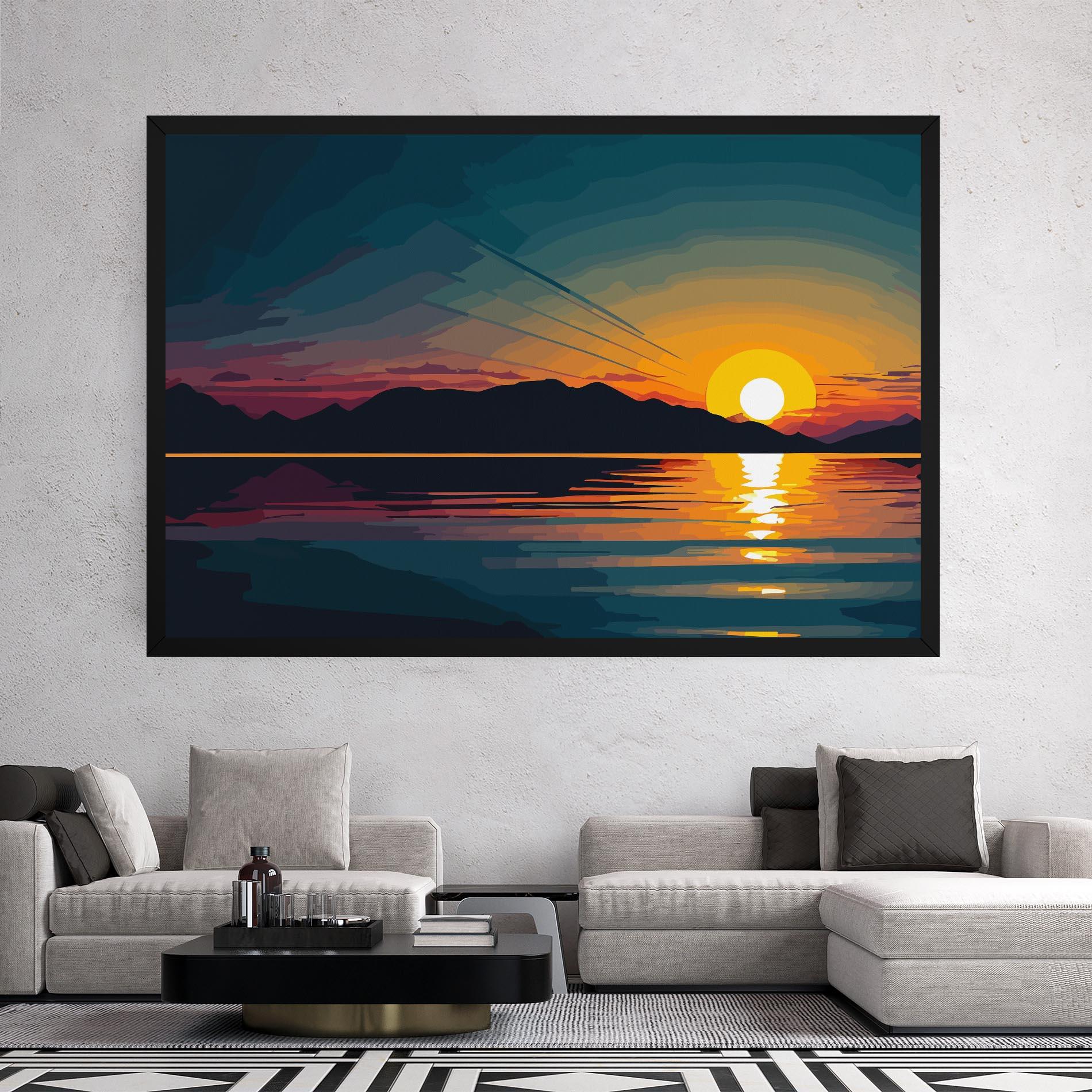 Tablou Canvas Sunset Art Lake mockup 2