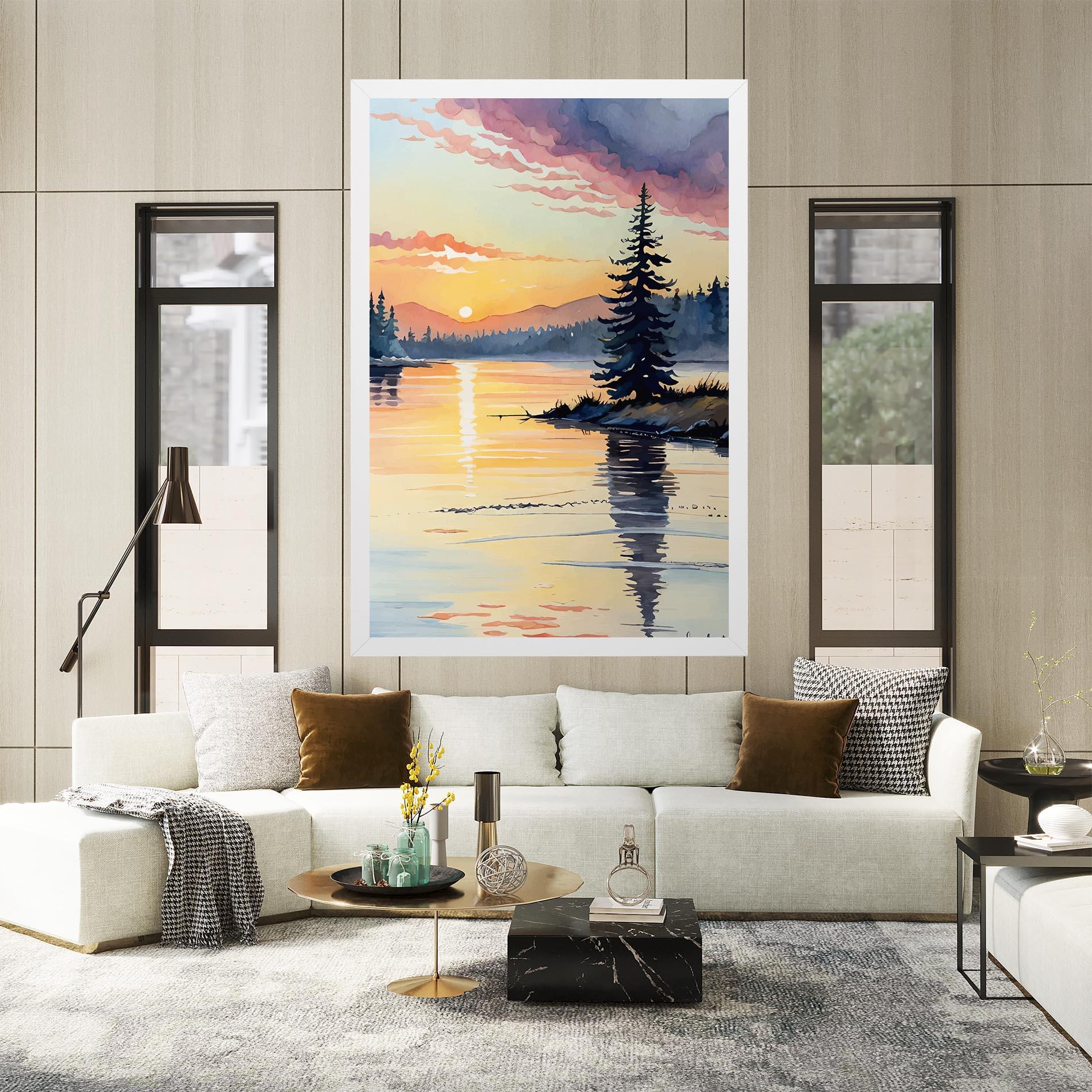 Tablou Canvas Tree Shadow Lake mockup 2