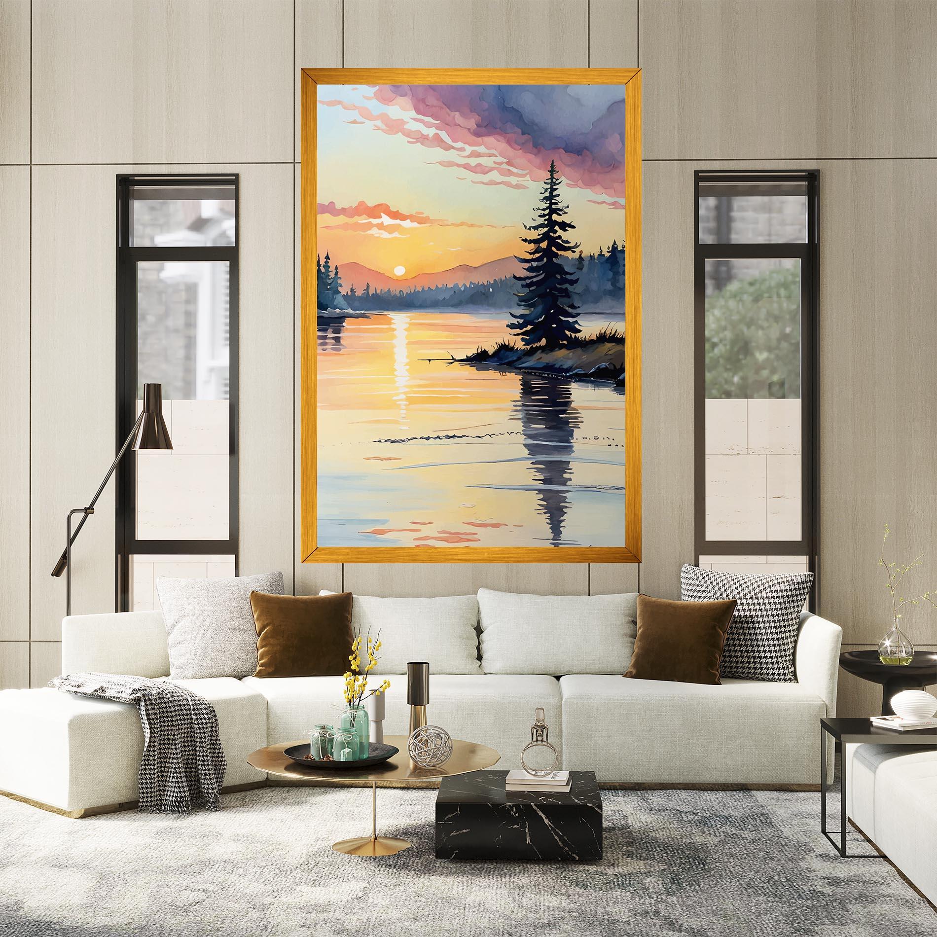 Tablou Canvas Tree Shadow Lake mockup 2