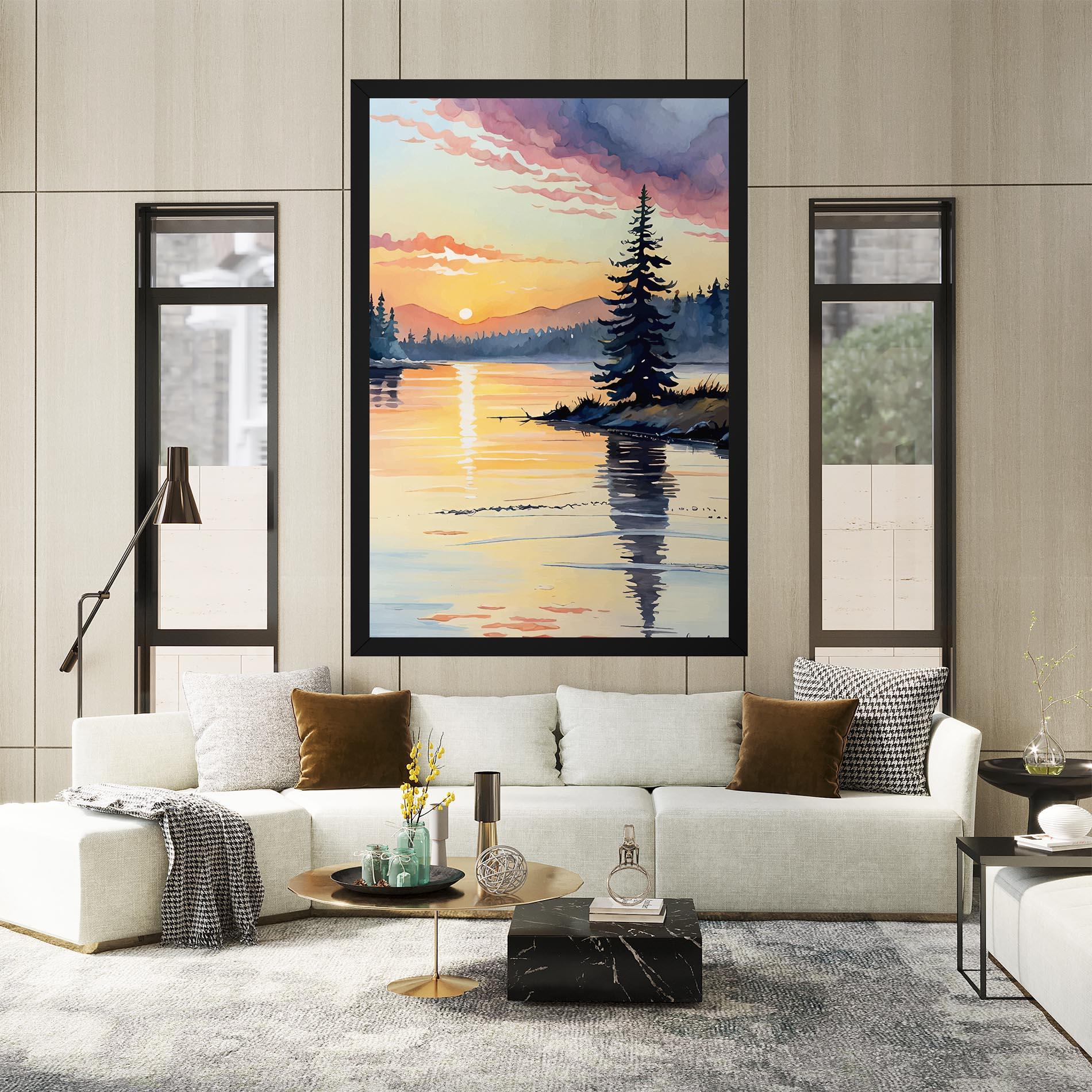 Tablou Canvas Tree Shadow Lake mockup 2