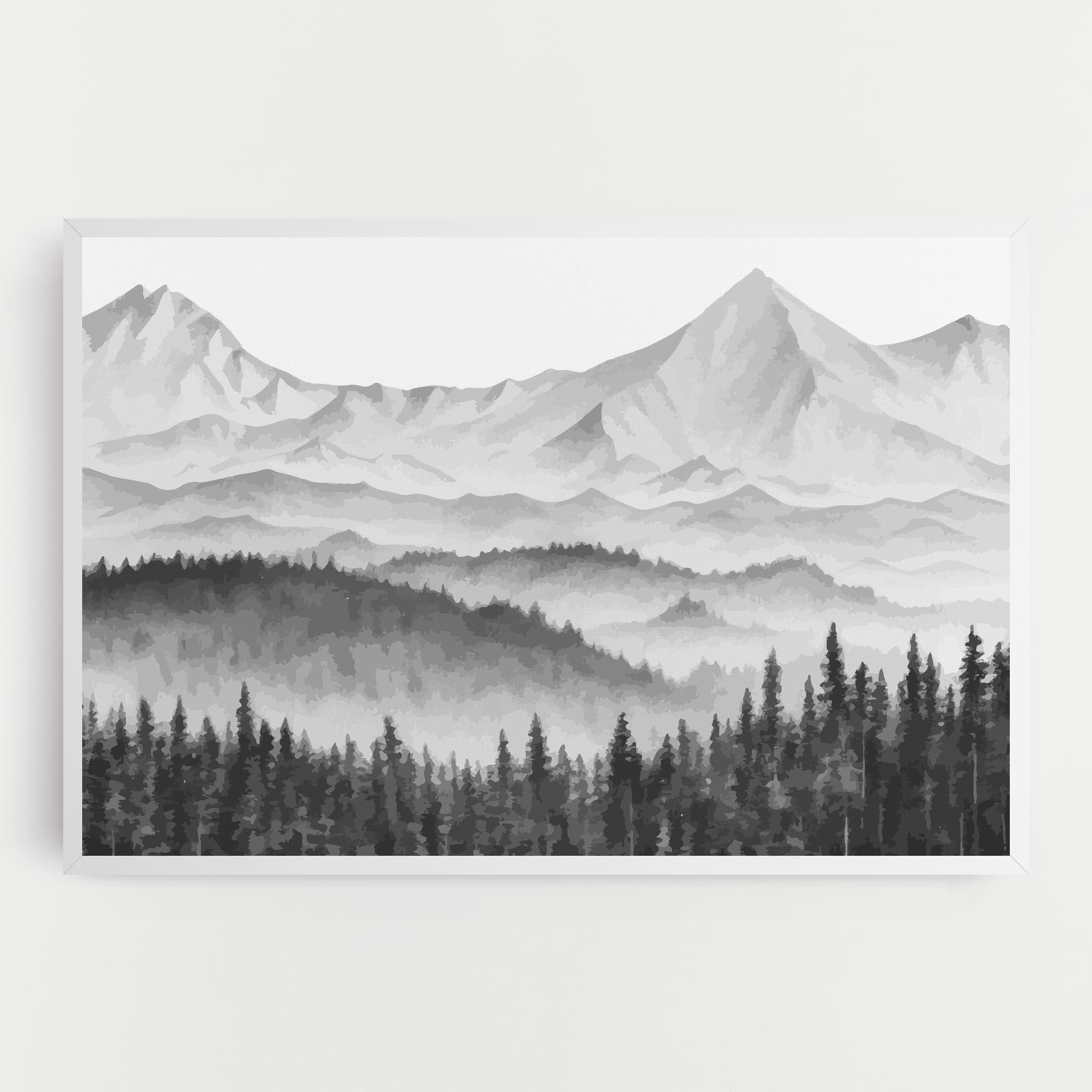 Tablou Canvas Grey Mountain Drawing mockup 0