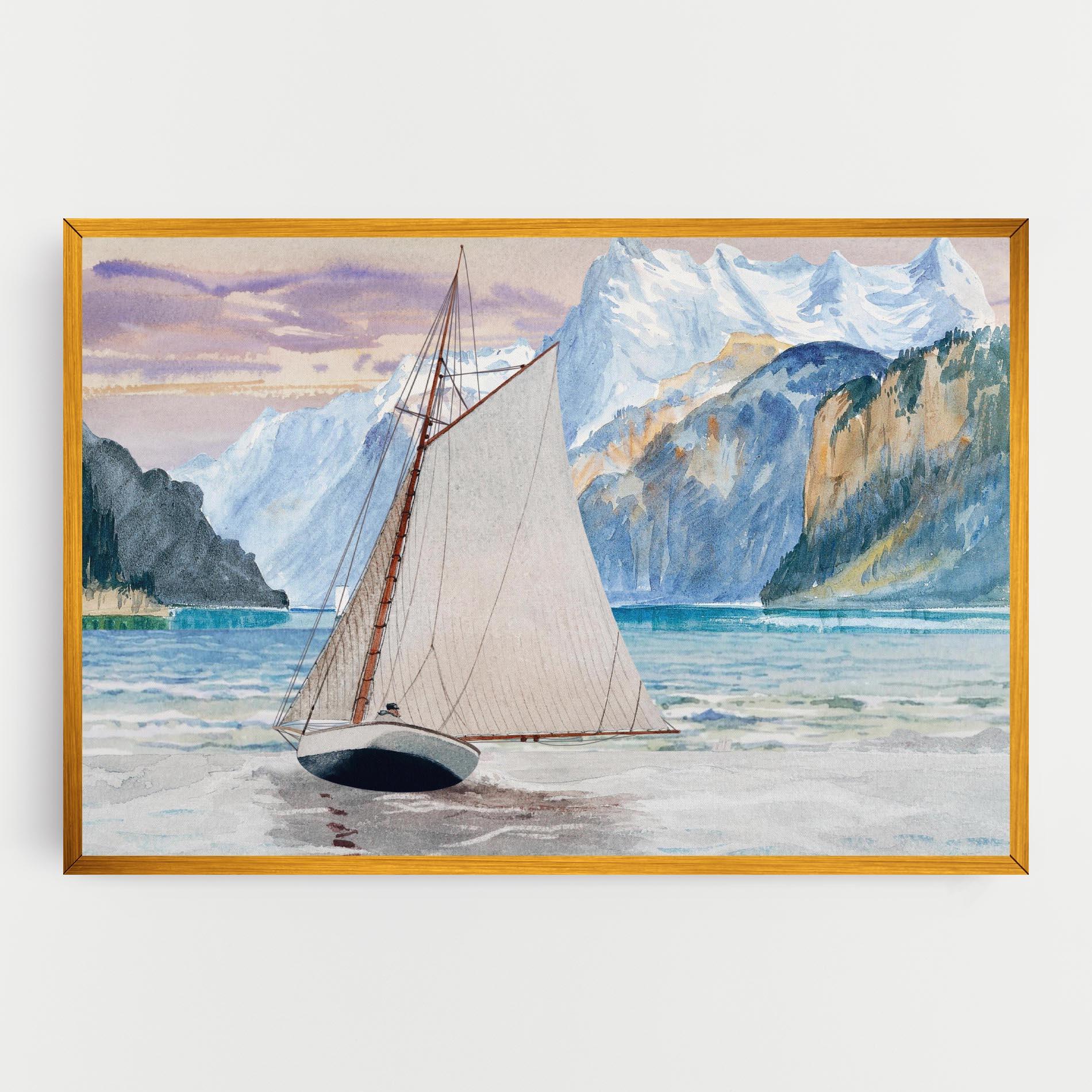 Tablou Canvas Boat Mountain View mockup 0