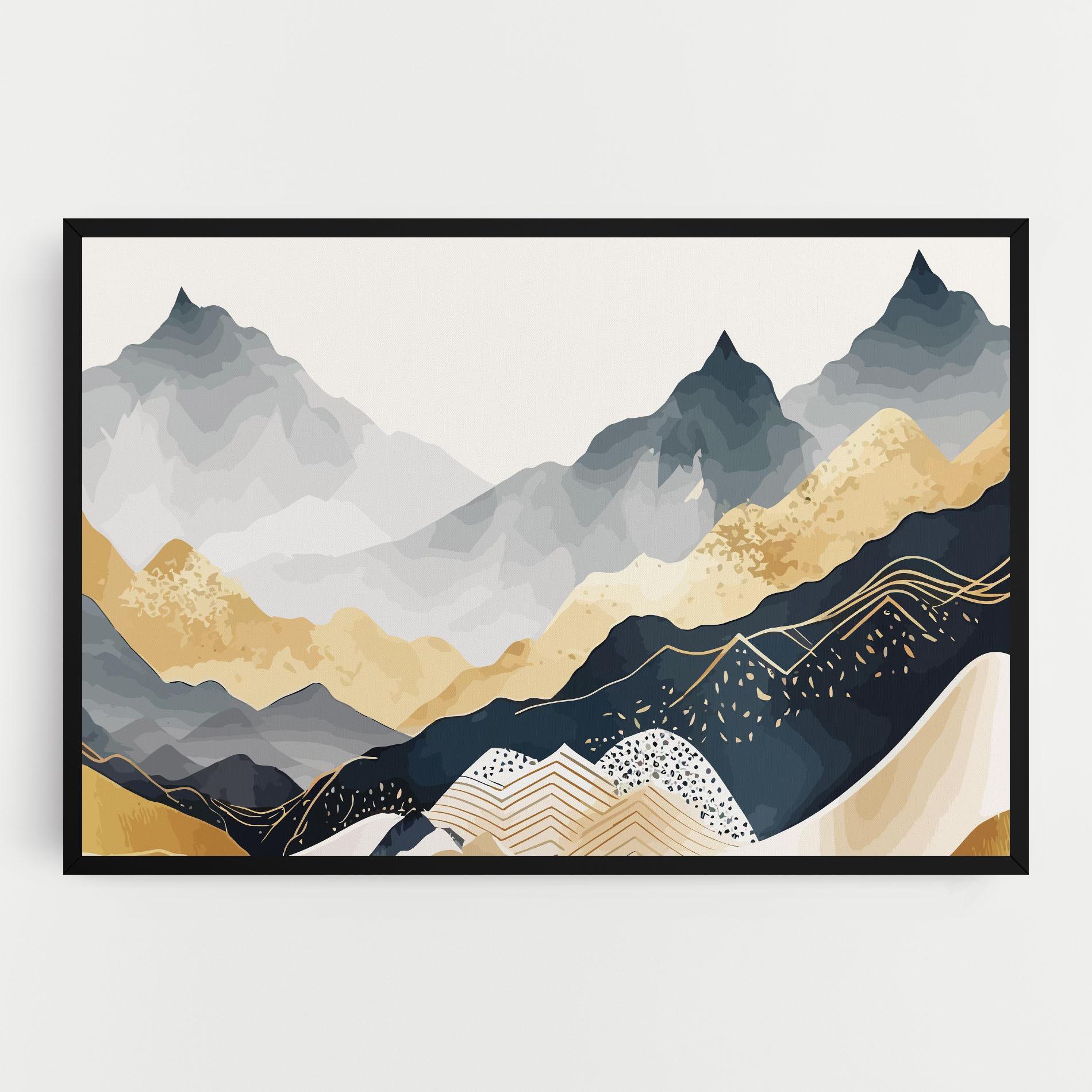 Tablou Canvas Blue Gold Mountain mockup 0