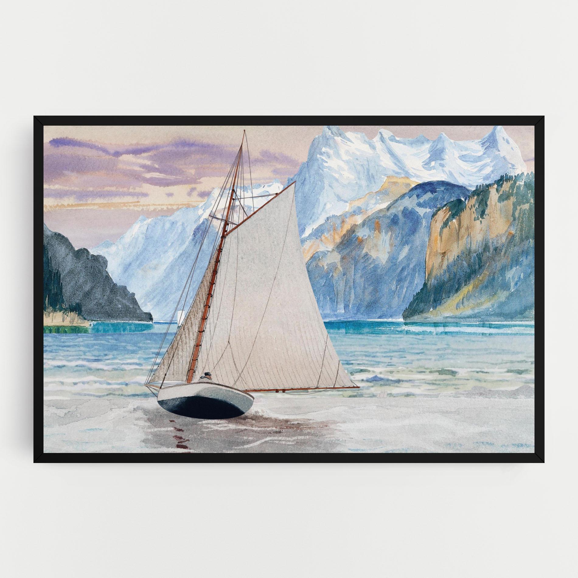 Tablou Canvas Boat Mountain View mockup 0