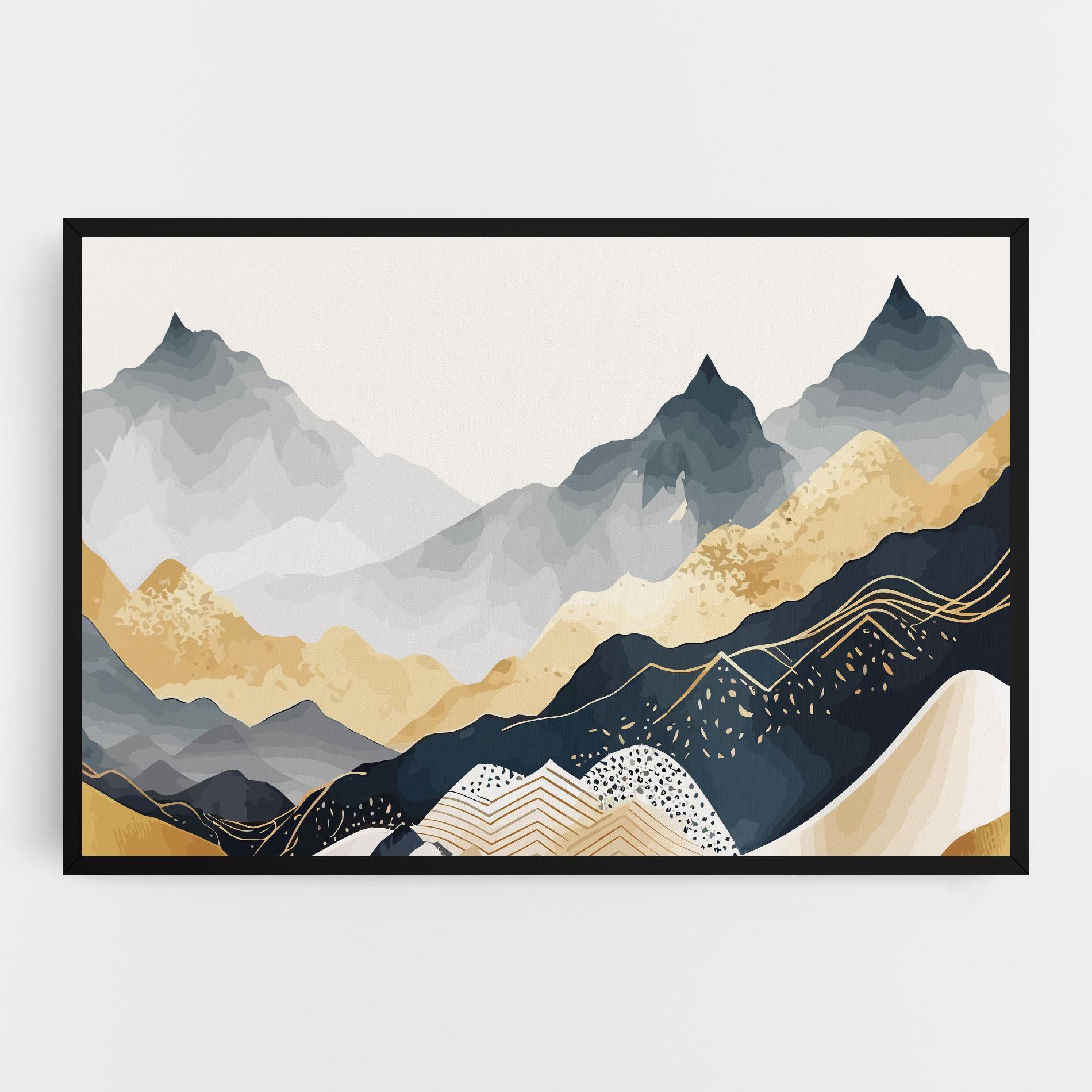 Tablou Canvas Gold Grey Mountain mockup 0