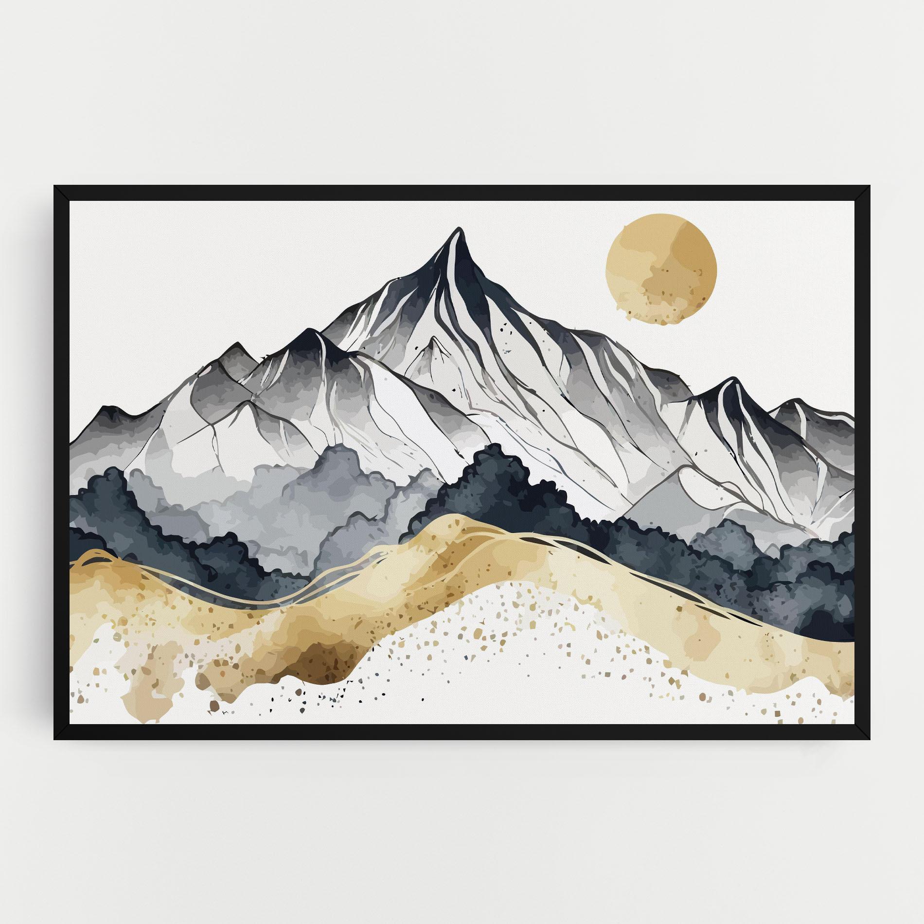 Tablou Canvas Grey Gold Mountain mockup 0