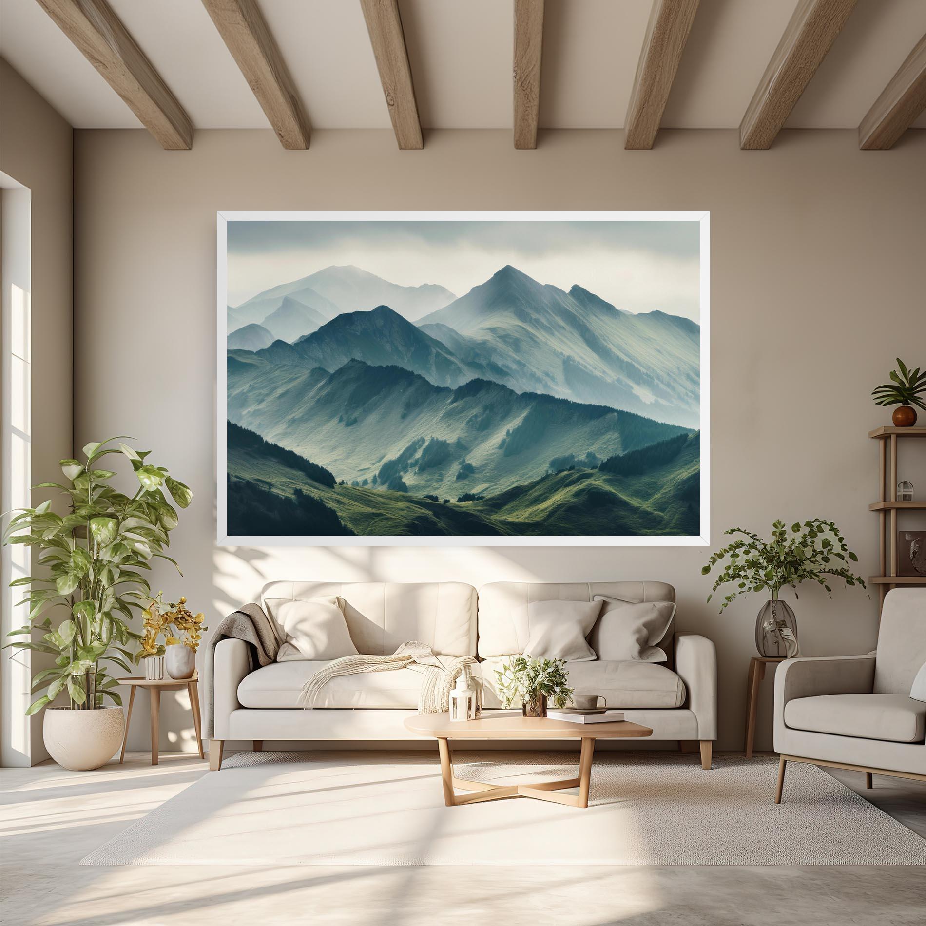 Tablou Canvas Amazing Foggy Mountain mockup 6