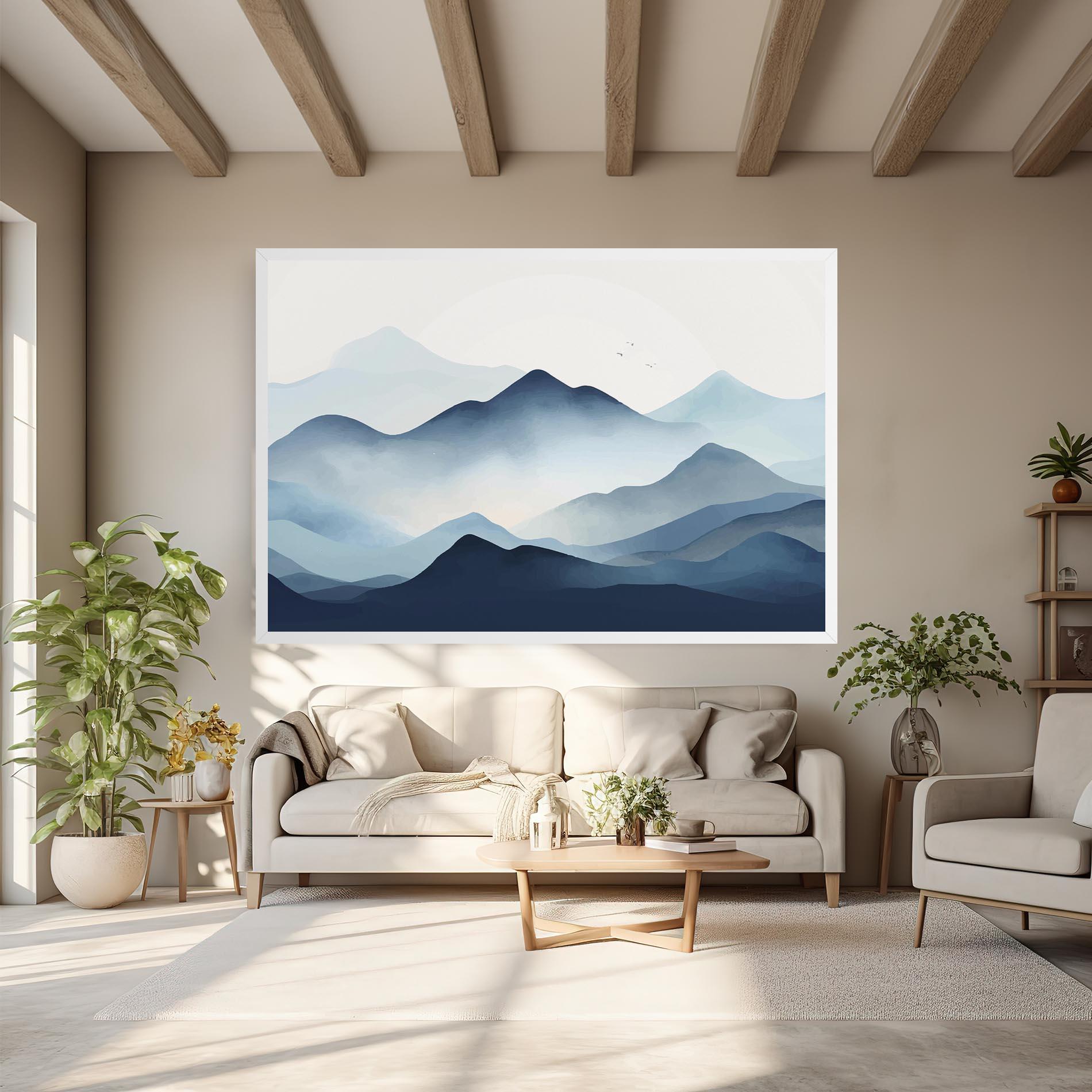 Tablou Canvas Blue Foggy Mountain mockup 6