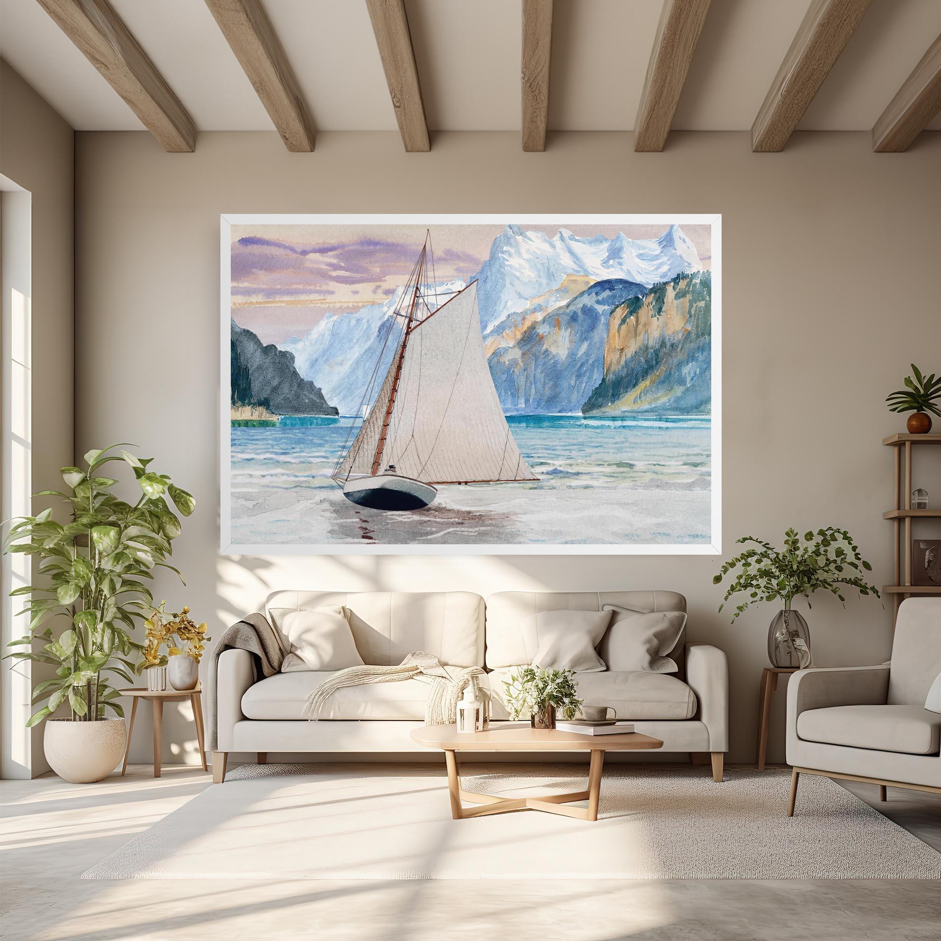 Tablou Canvas Boat Mountain View mockup 6