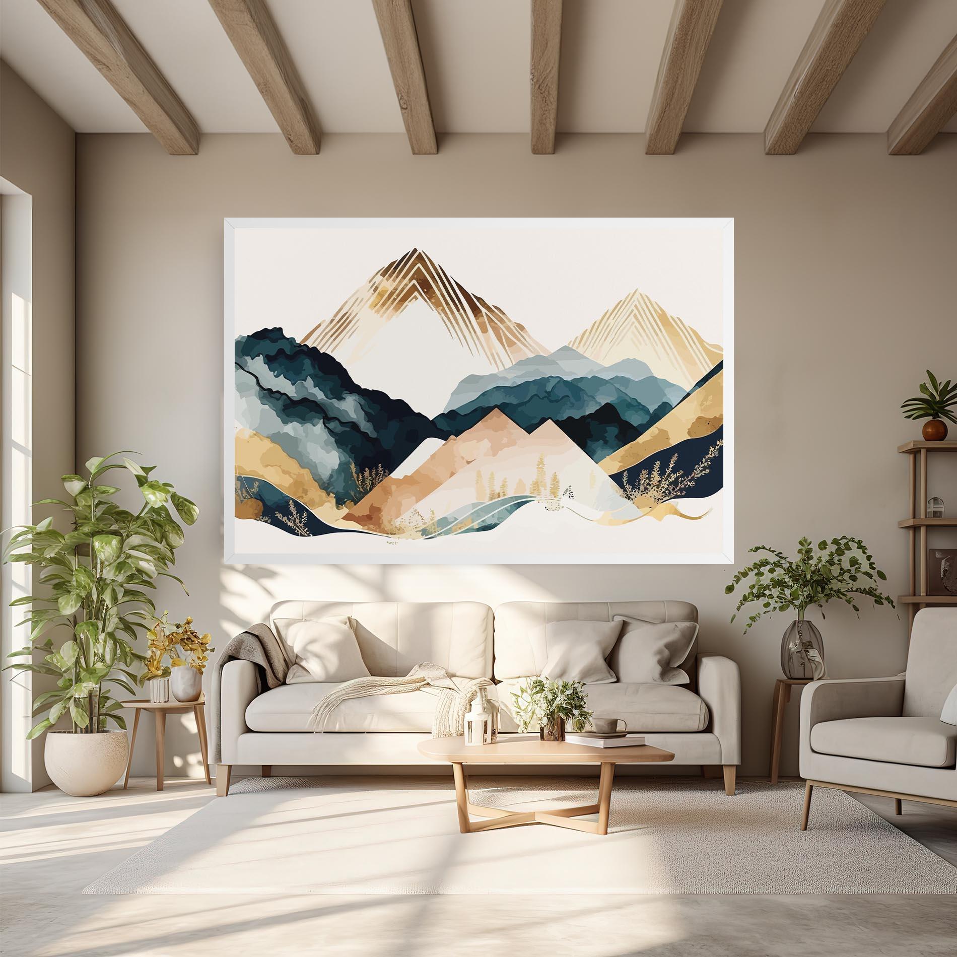 Tablou Canvas Gold Green Mountain mockup 6