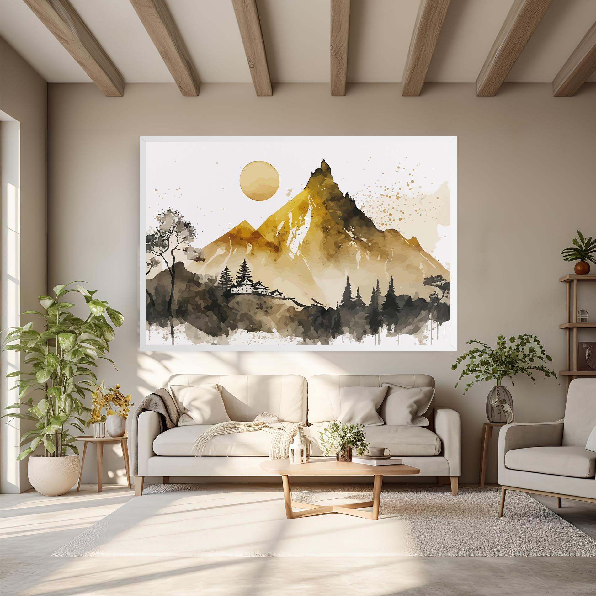 Tablou Canvas Gold Mountain Art mockup 6