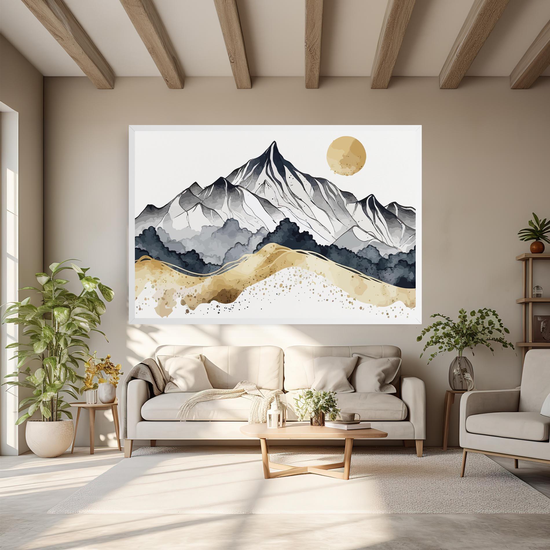 Tablou Canvas Grey Gold Mountain mockup 6