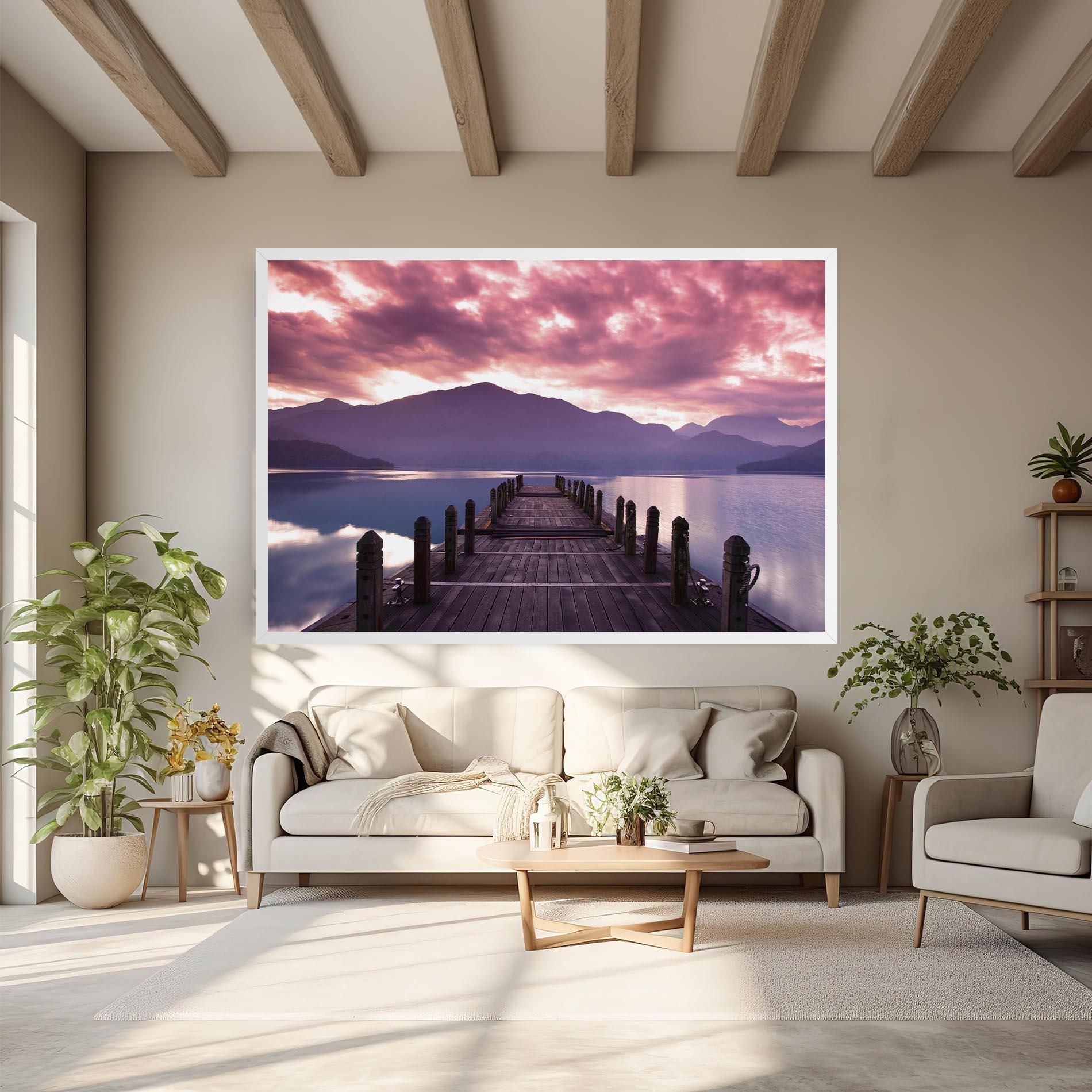 Tablou Canvas Pink Sky Over The Lake mockup 6