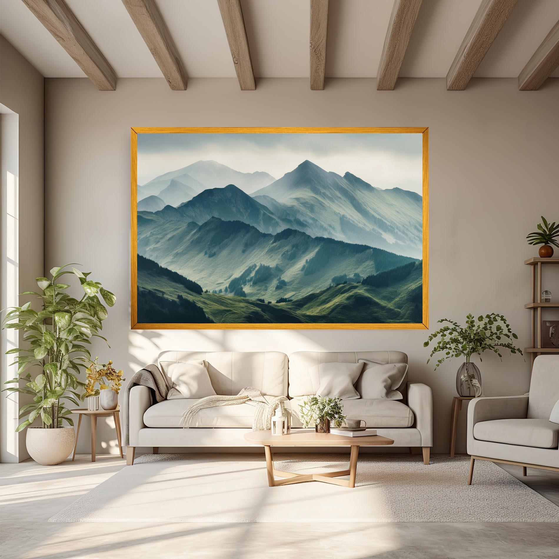 Tablou Canvas Amazing Foggy Mountain mockup 6