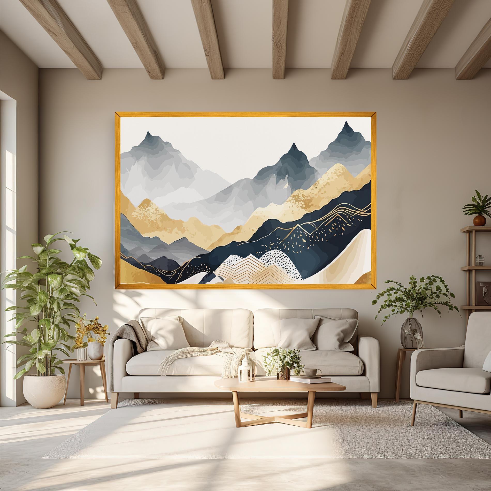 Tablou Canvas Blue Gold Mountain mockup 6