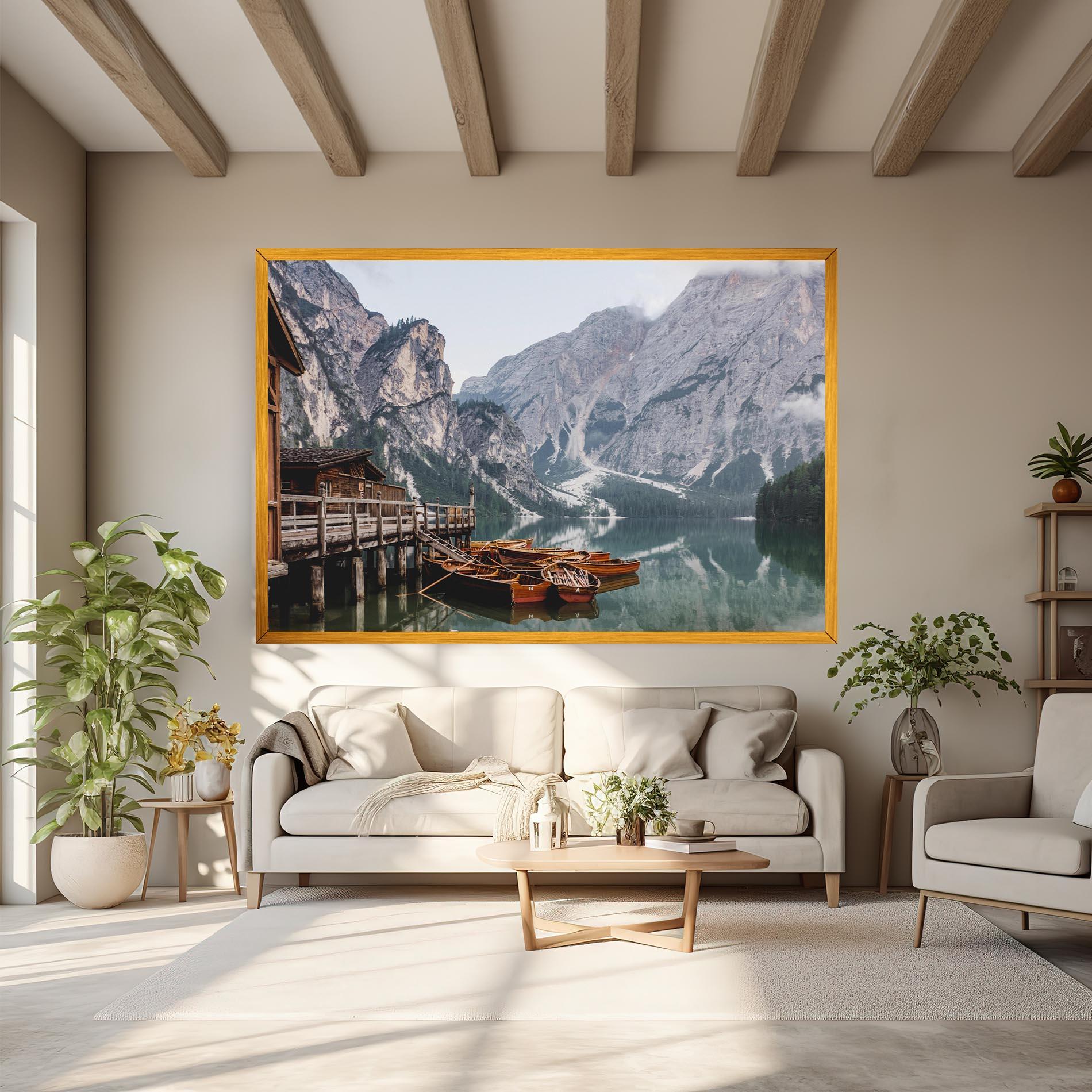 Tablou Canvas Boat Lake Mountain mockup 6