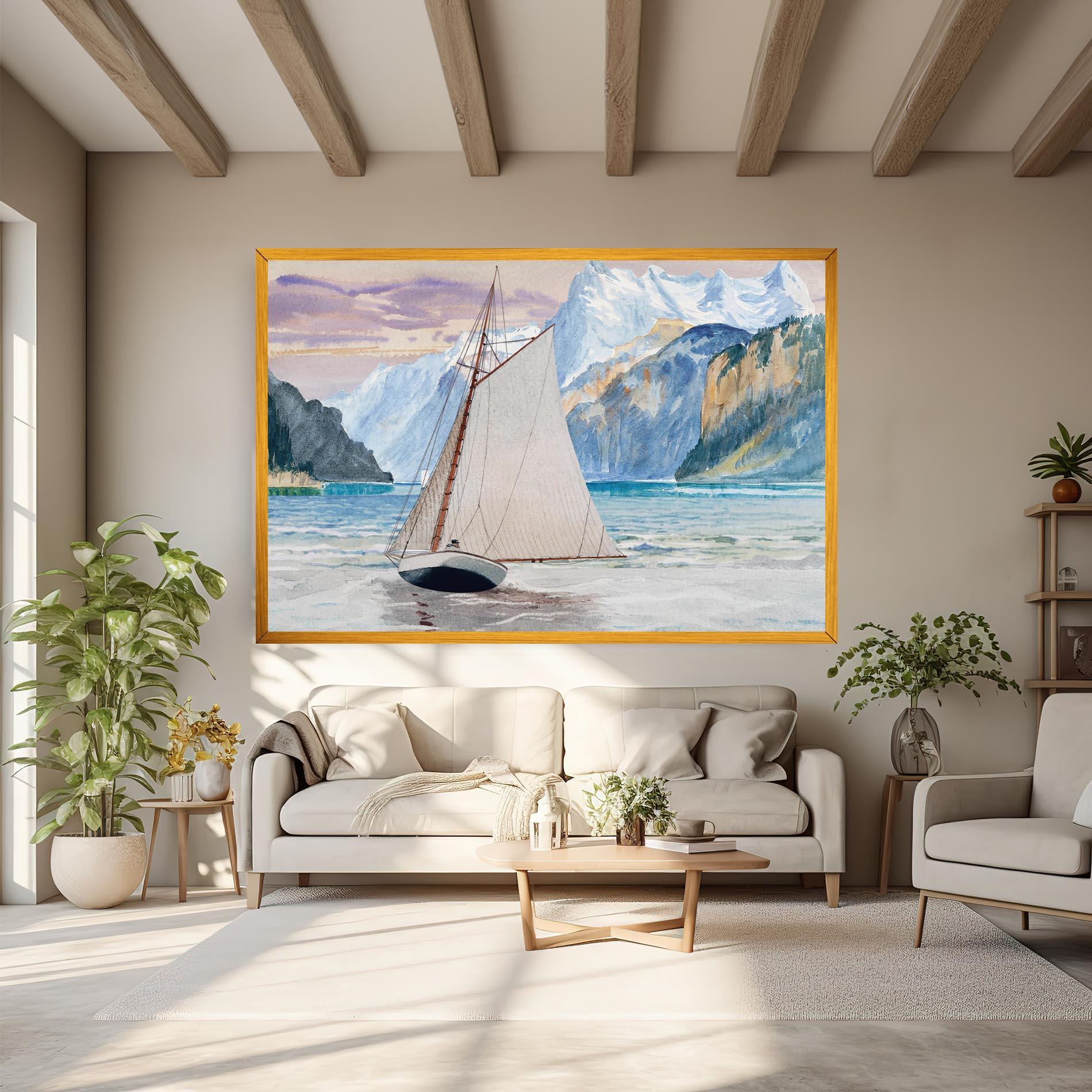 Tablou Canvas Boat Mountain View mockup 6