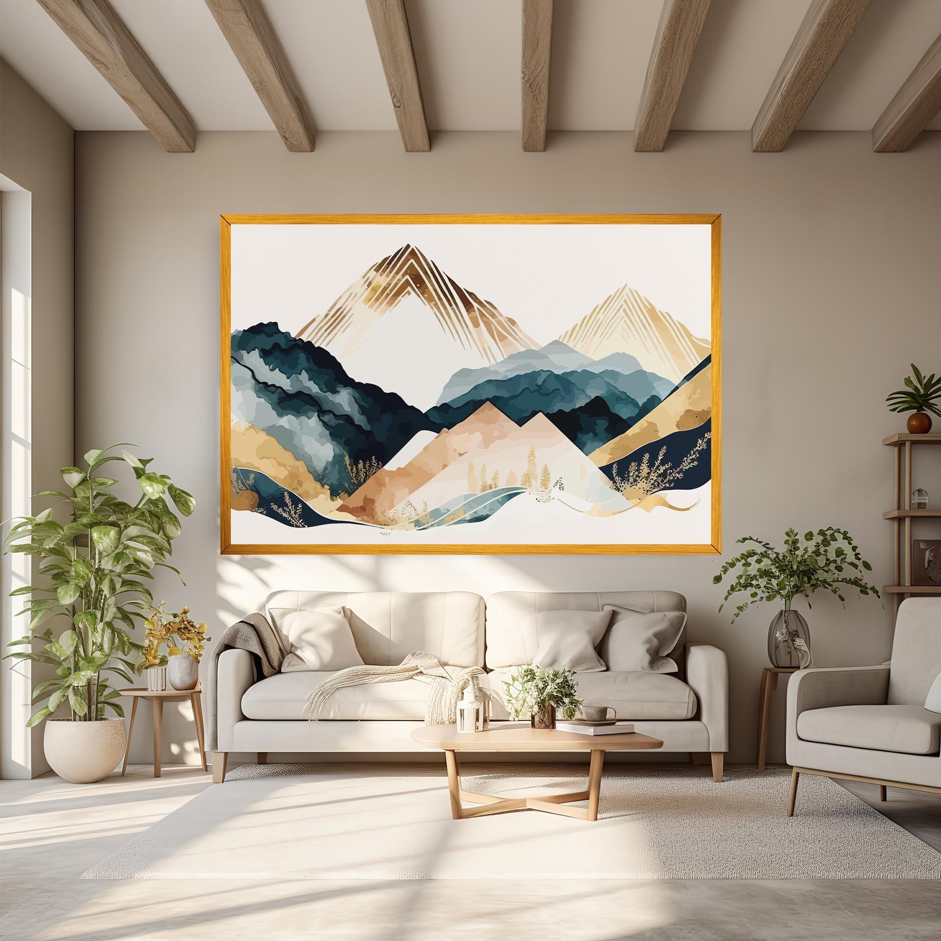 Tablou Canvas Gold Green Mountain mockup 6