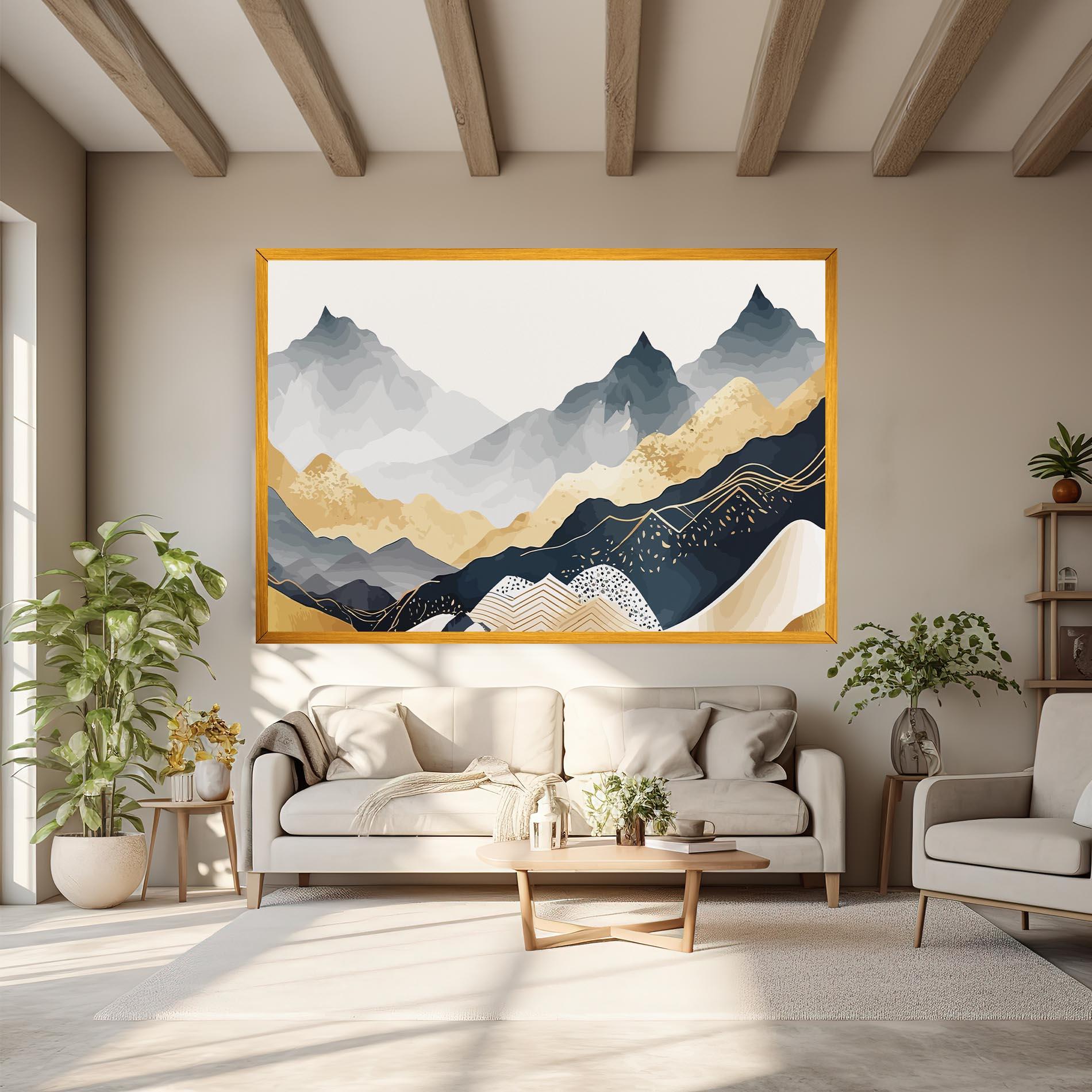 Tablou Canvas Gold Grey Mountain mockup 6