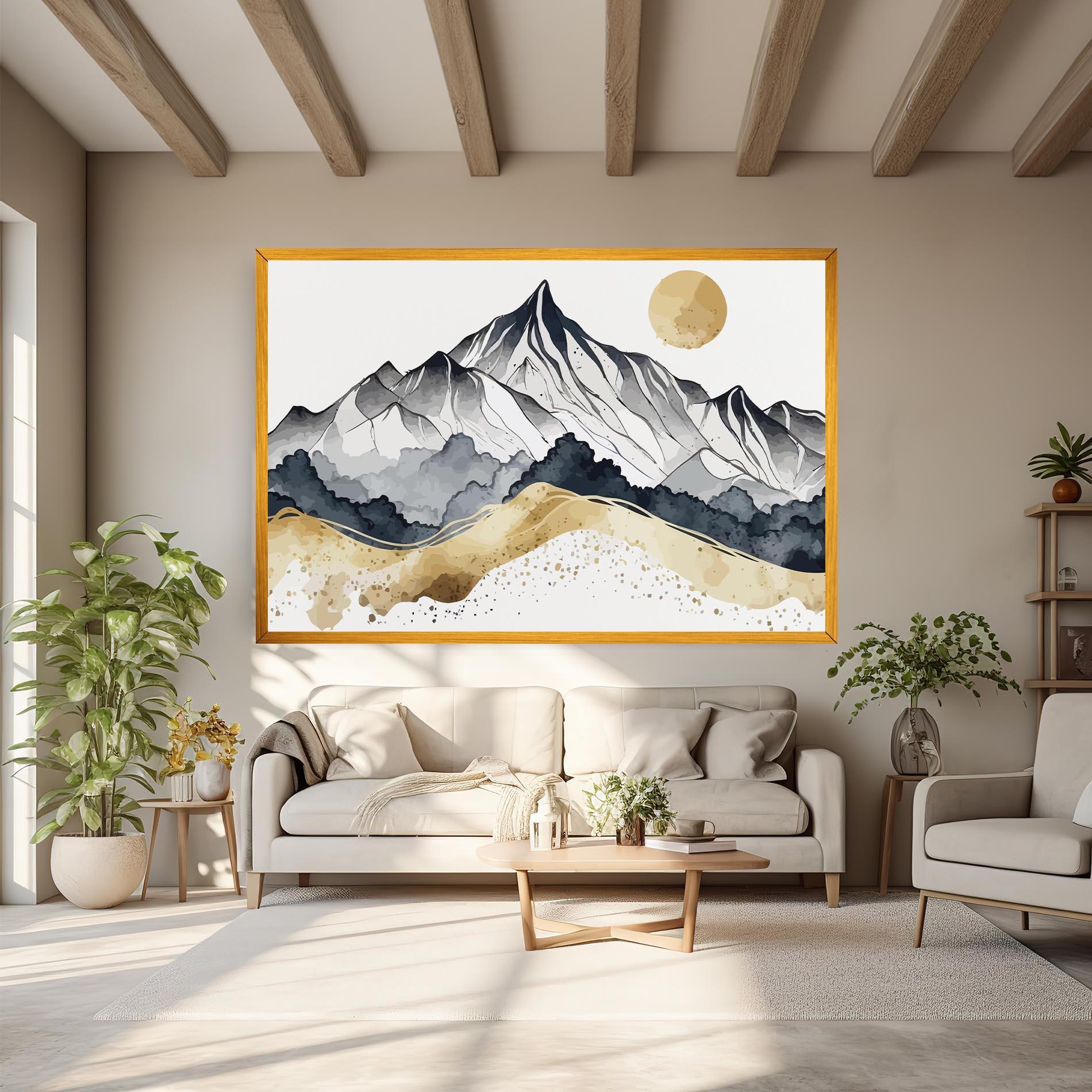 Tablou Canvas Grey Gold Mountain mockup 6
