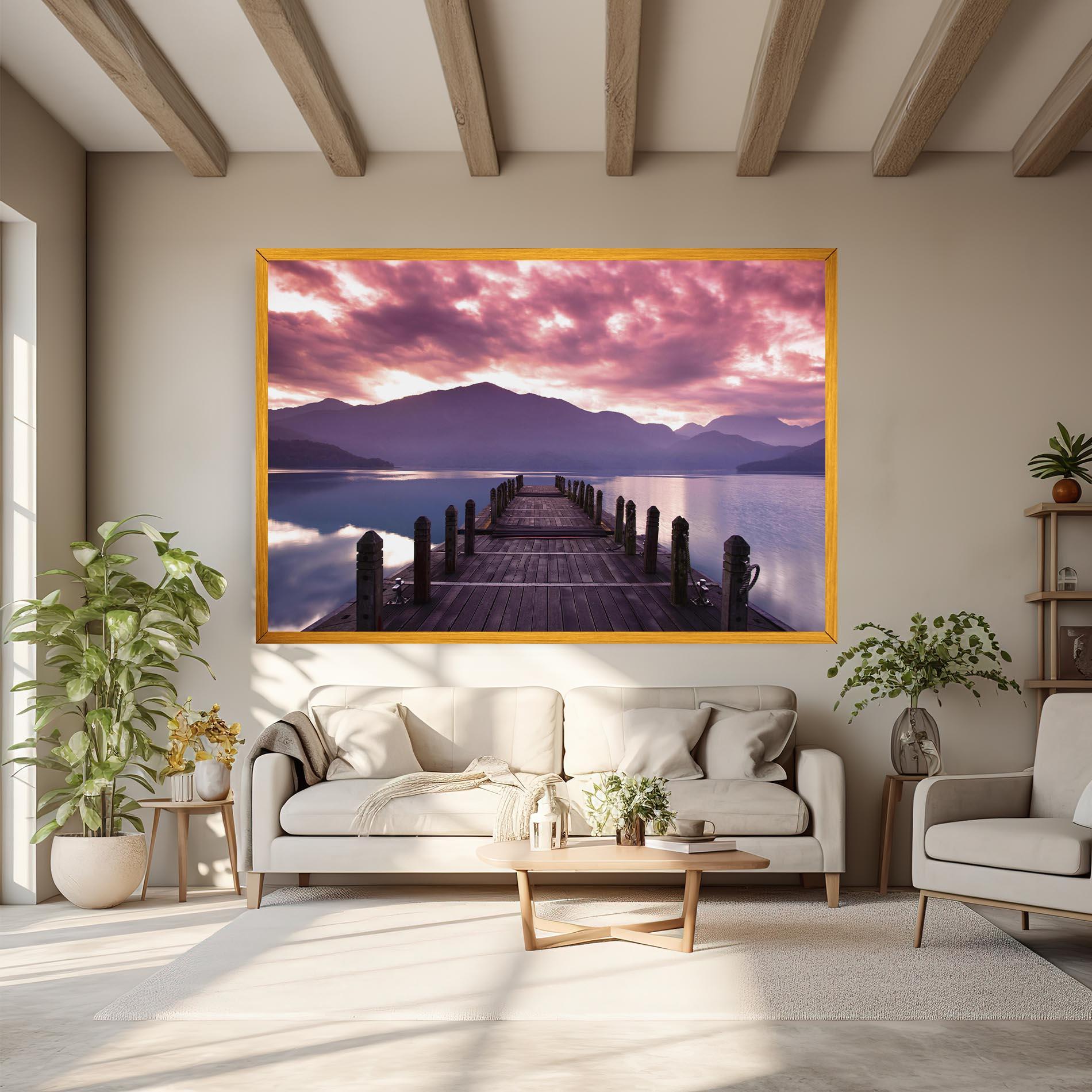 Tablou Canvas Pink Sky Over The Lake mockup 6
