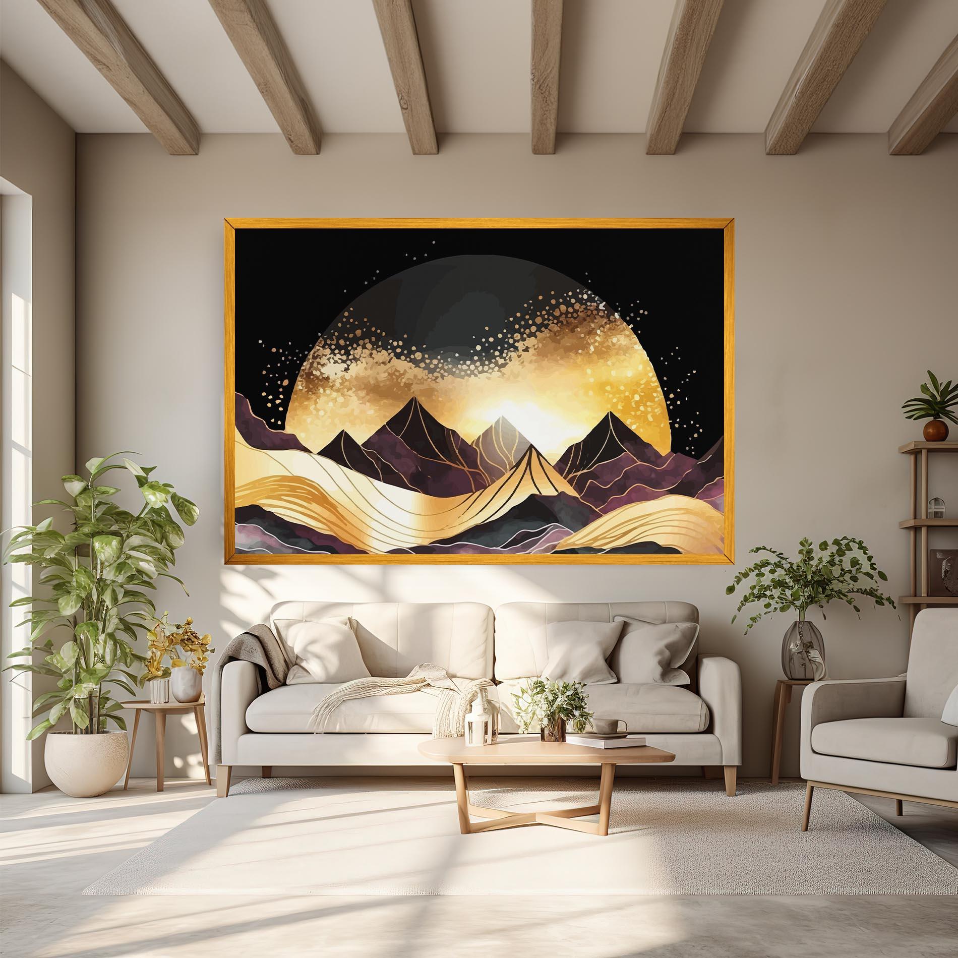 Tablou Canvas Purple Gold Mountain mockup 6