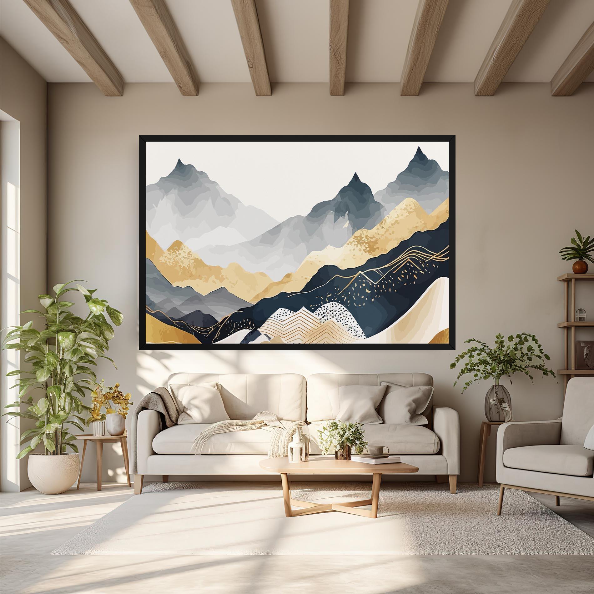 Tablou Canvas Blue Gold Mountain mockup 6