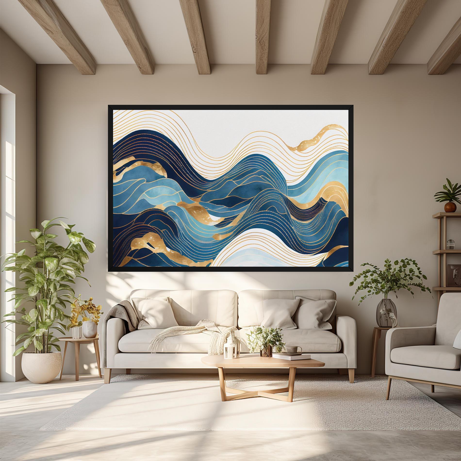 Tablou Canvas Blue Wave Mountain mockup 6