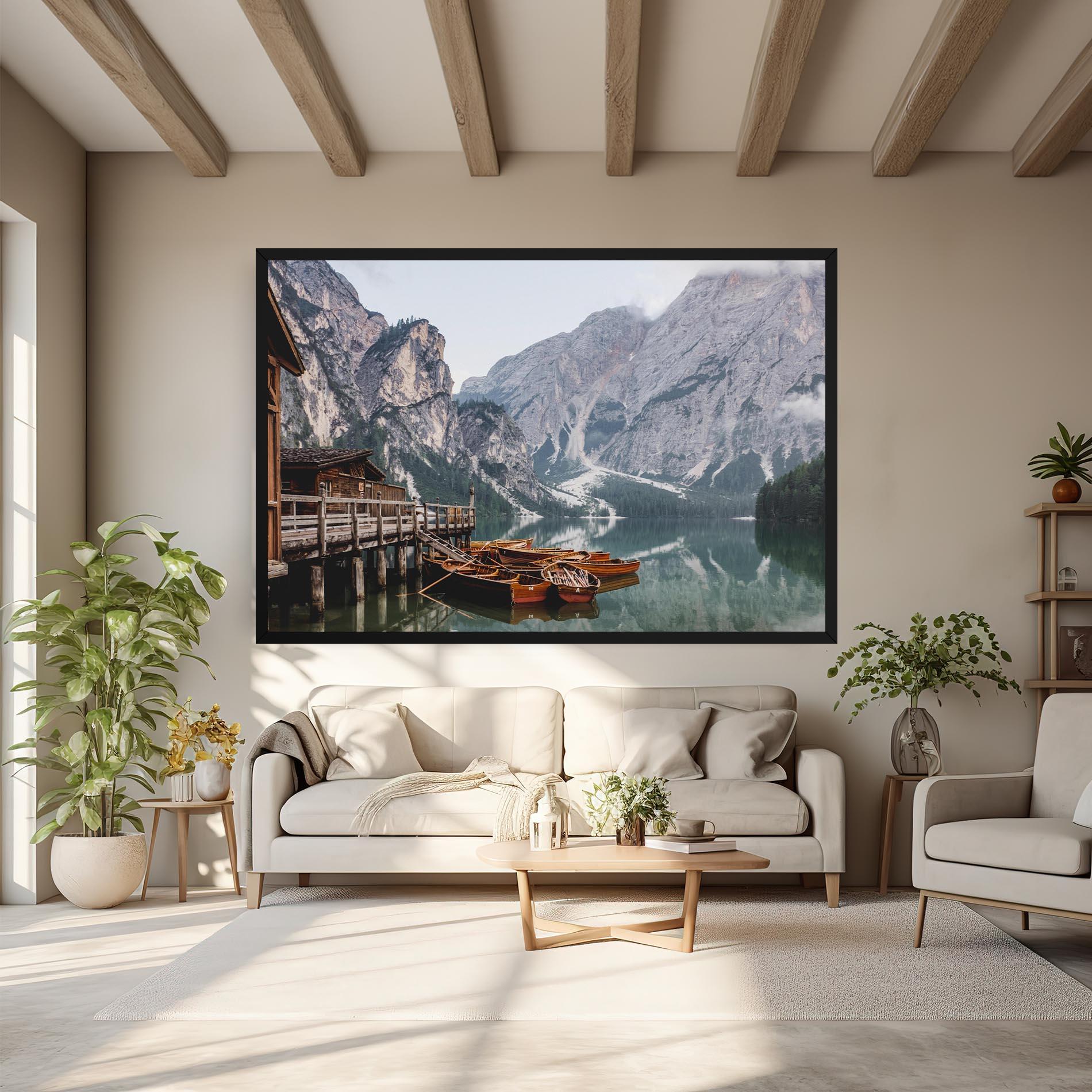 Tablou Canvas Boat Lake Mountain mockup 6