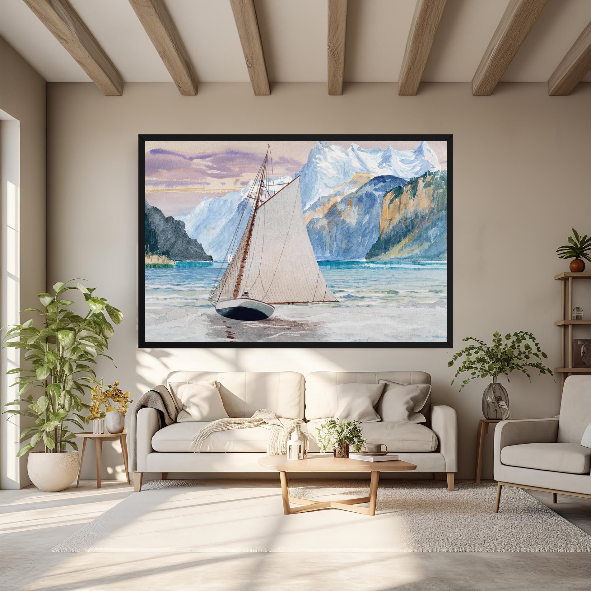Tablou Canvas Boat Mountain View mockup 6