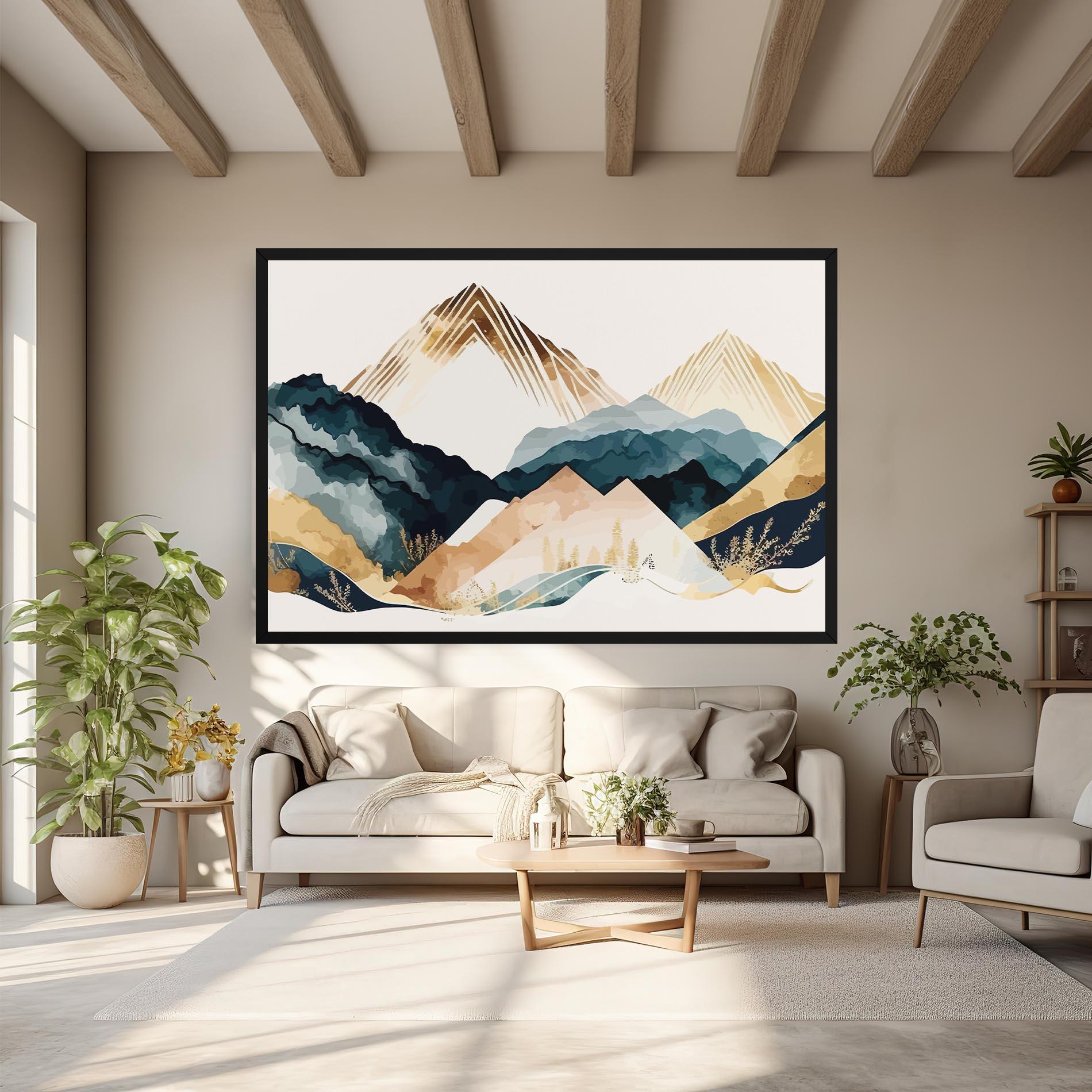 Tablou Canvas Gold Green Mountain mockup 6