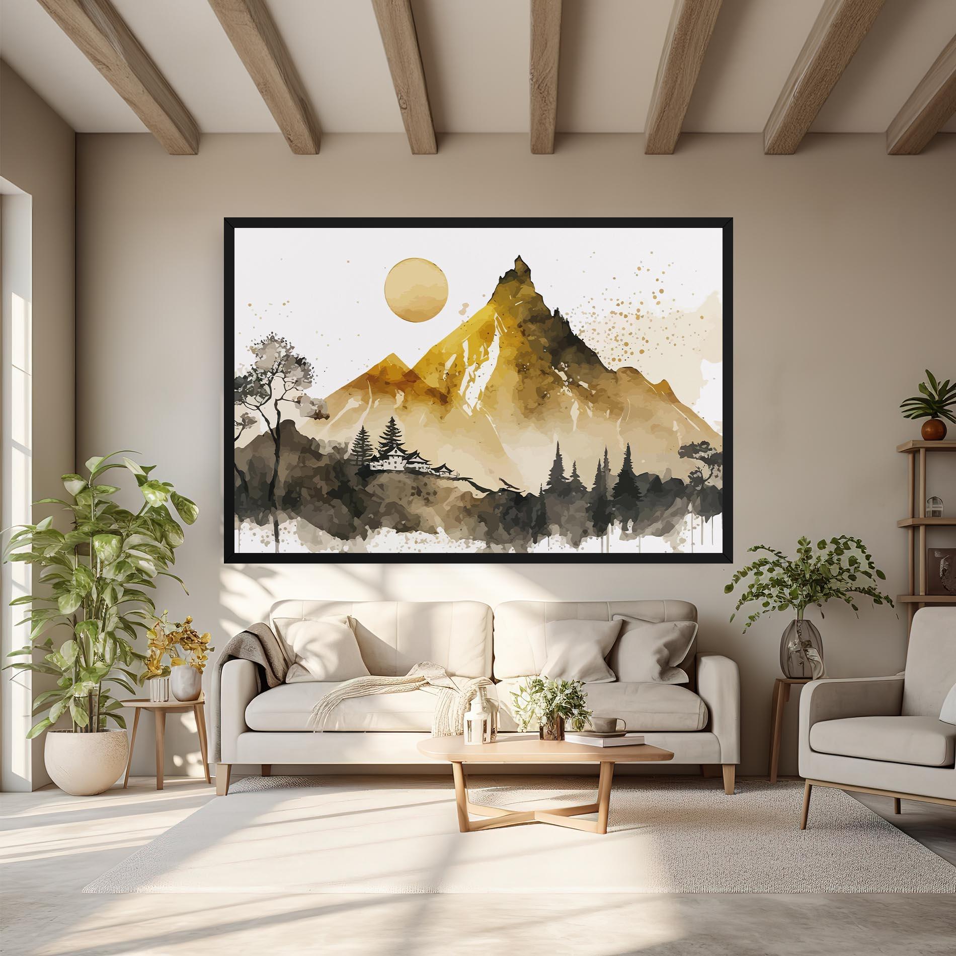 Tablou Canvas Gold Mountain Art mockup 6