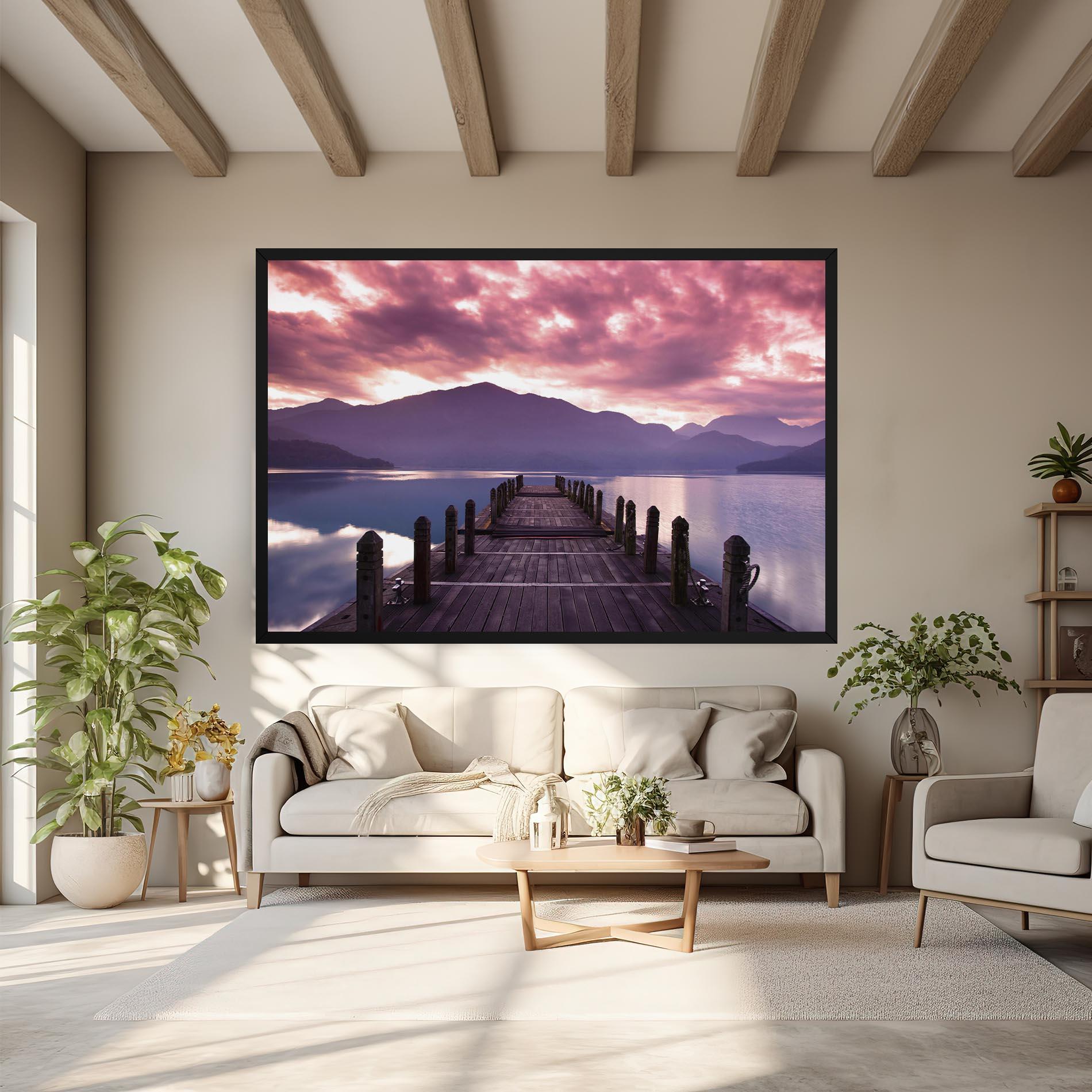 Tablou Canvas Pink Sky Over The Lake mockup 6