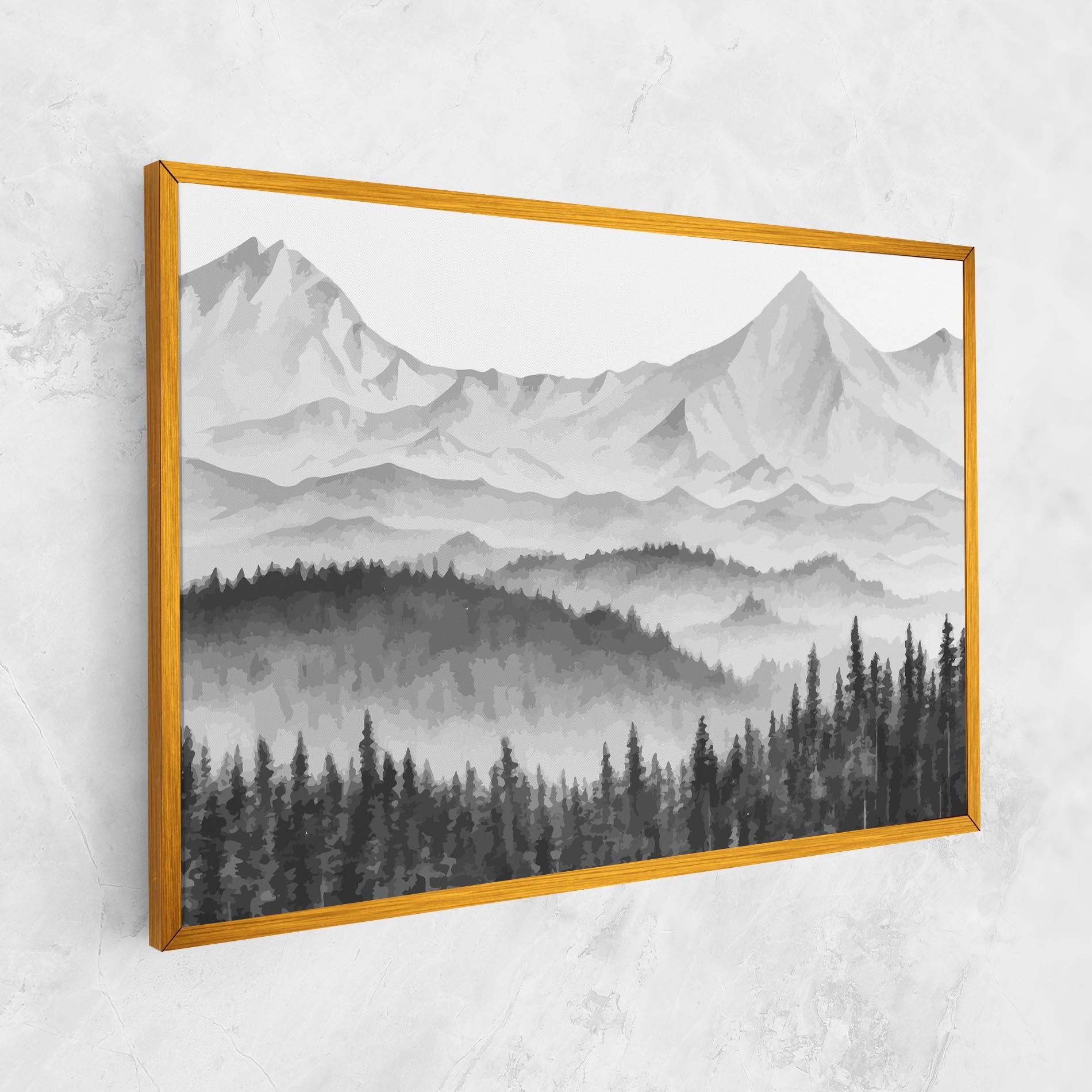 Tablou Canvas Grey Mountain Drawing mockup 1