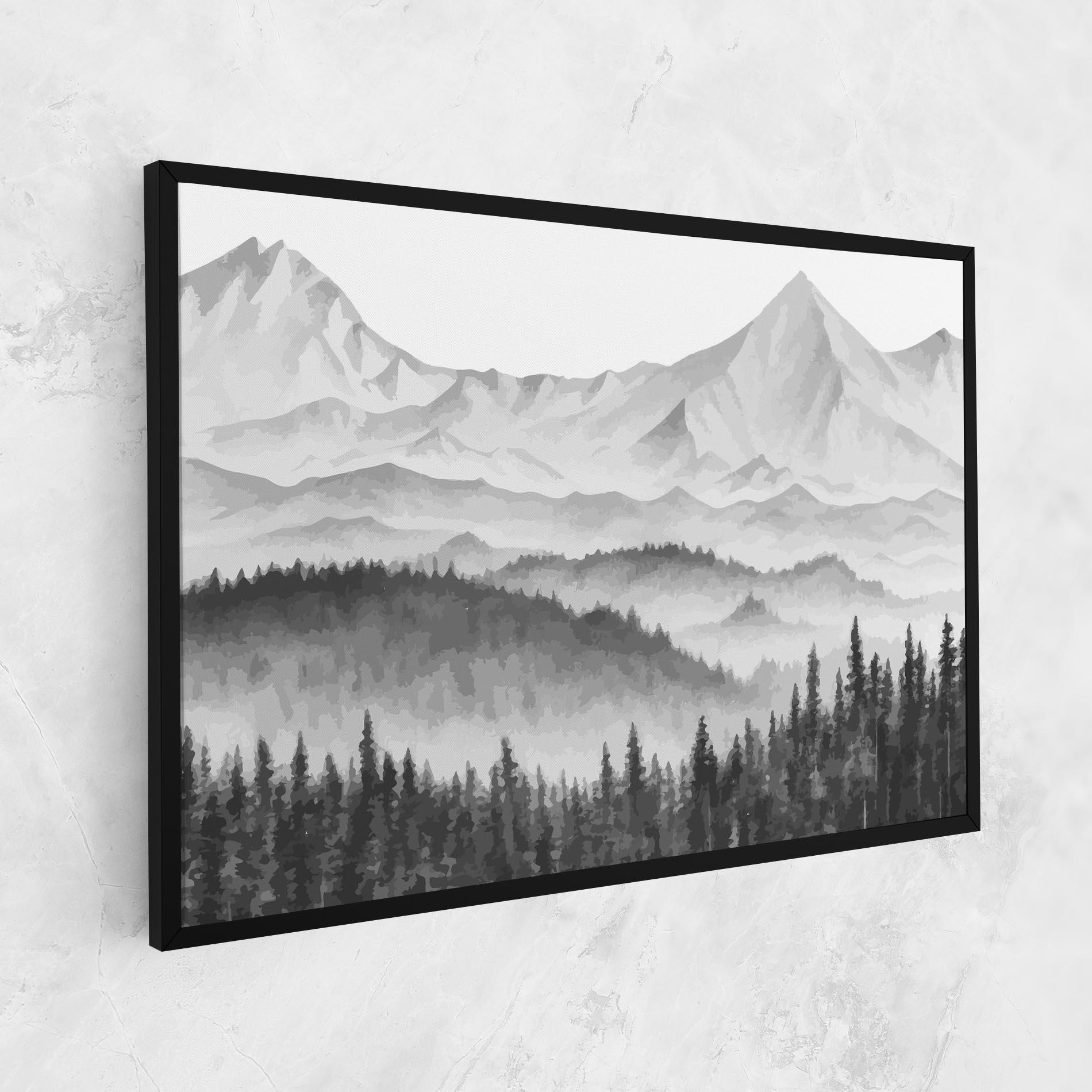 Tablou Canvas Grey Mountain Drawing mockup 1