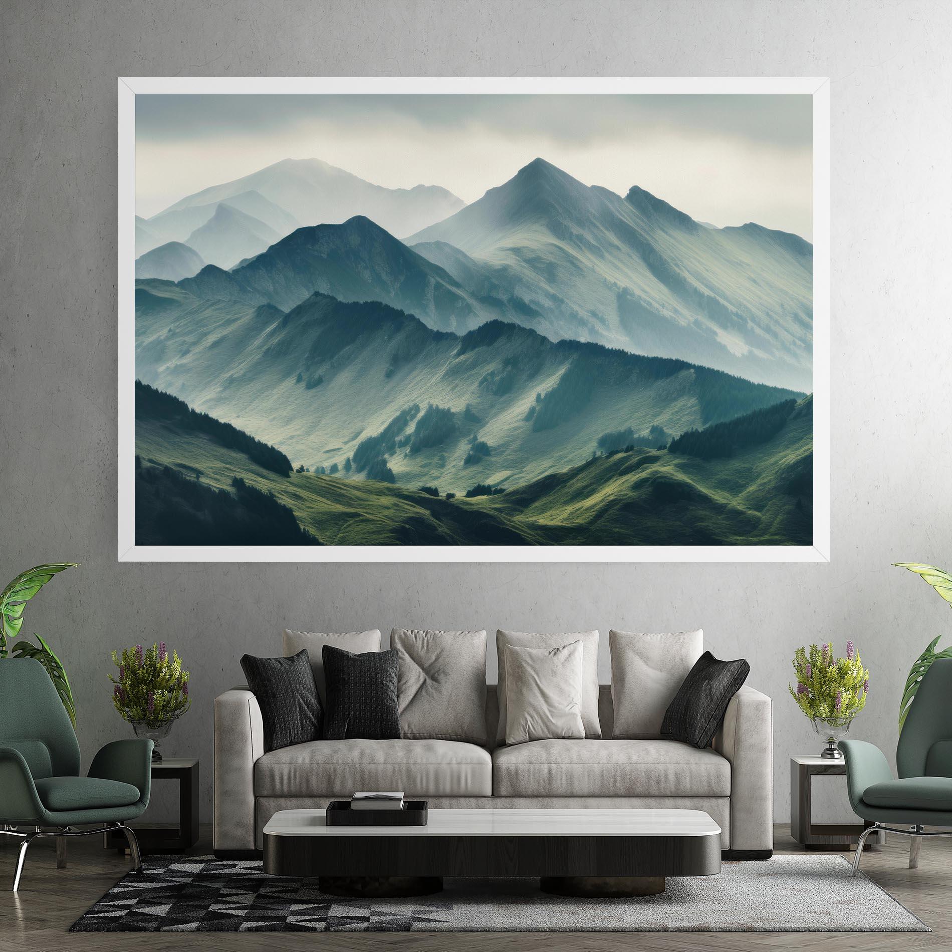Tablou Canvas Amazing Foggy Mountain mockup 7