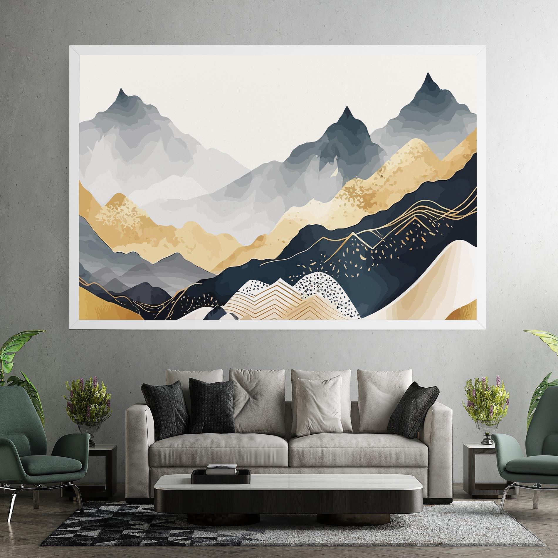 Tablou Canvas Gold Grey Mountain mockup 7