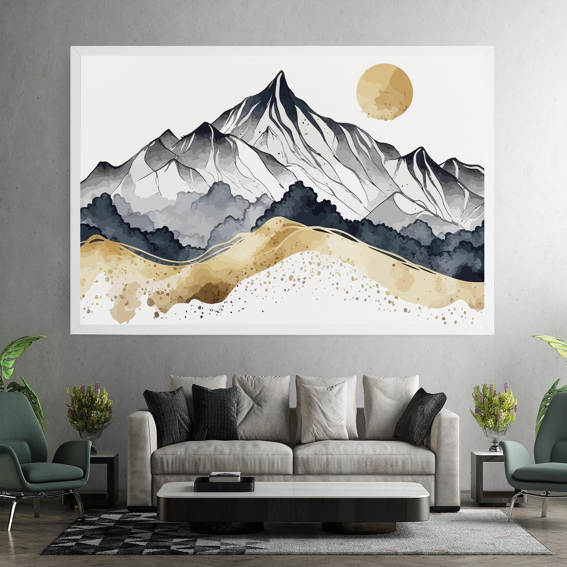 Tablou Canvas Grey Gold Mountain mockup 7