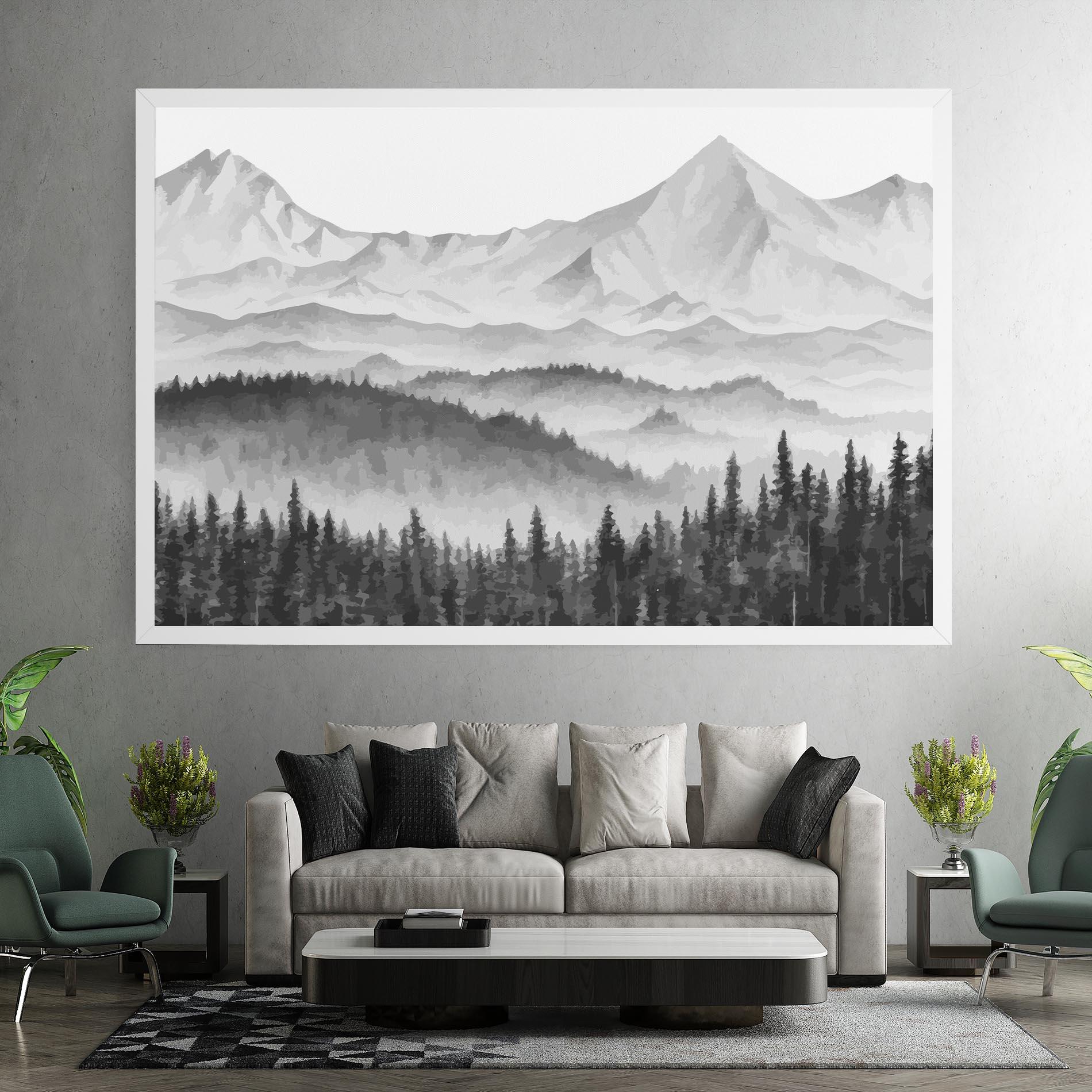 Tablou Canvas Grey Mountain Drawing mockup 7