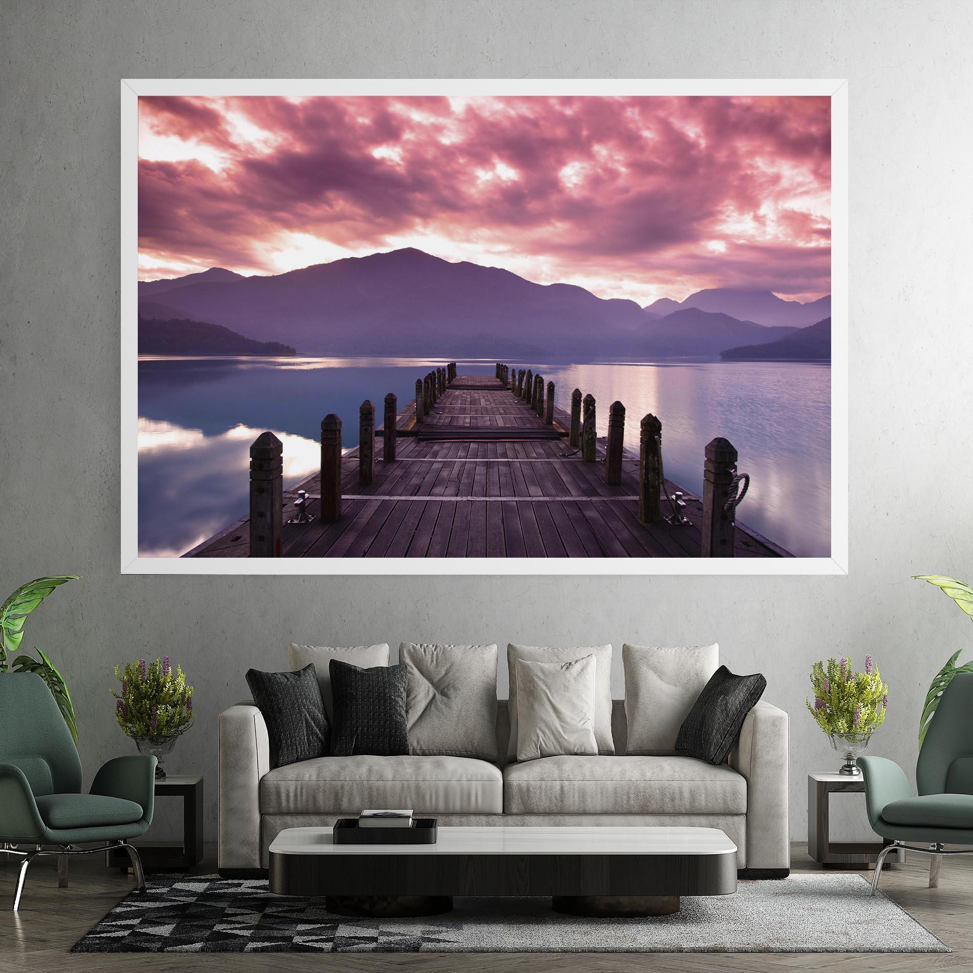 Tablou Canvas Pink Sky Over The Lake mockup 7
