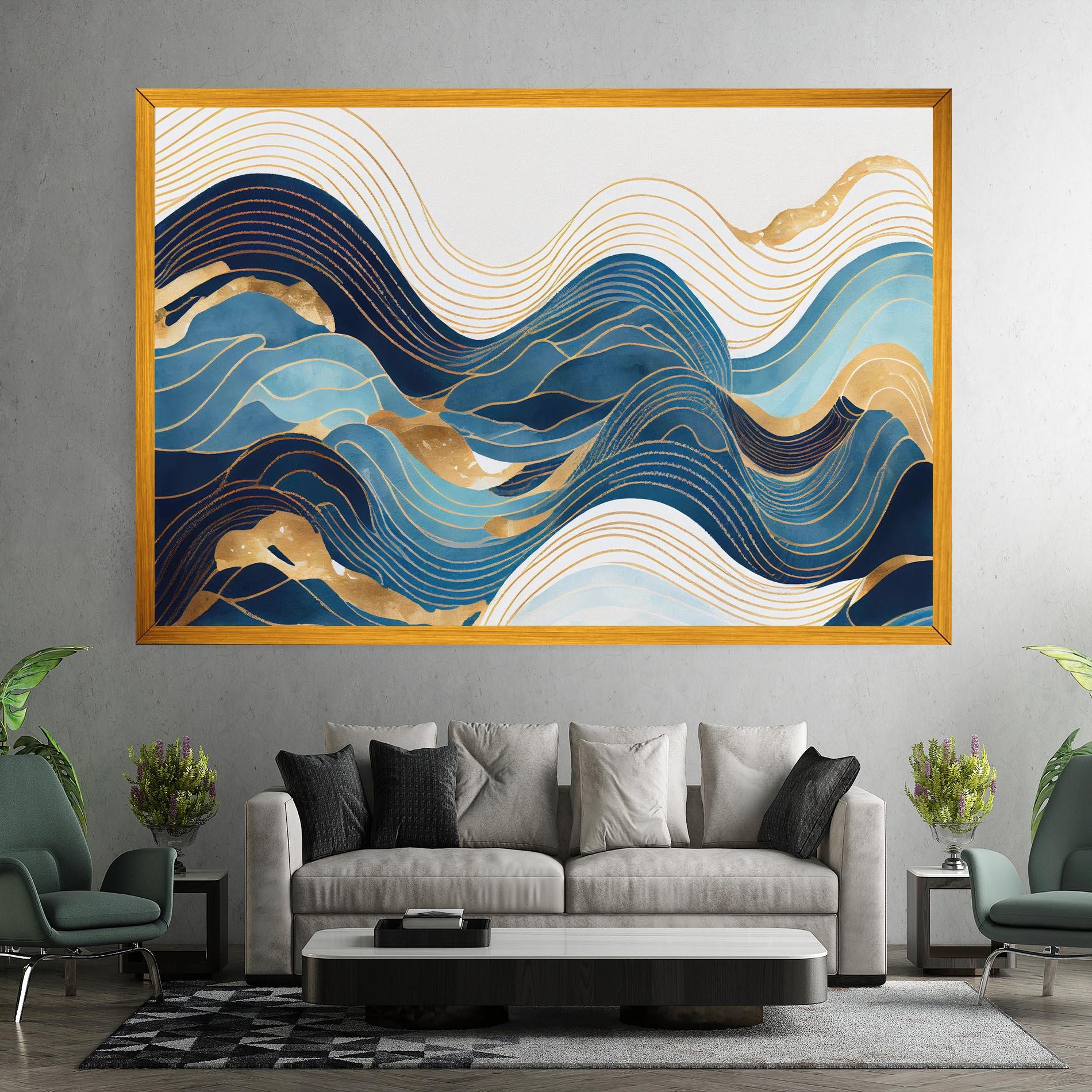 Tablou Canvas Blue Wave Mountain mockup 7