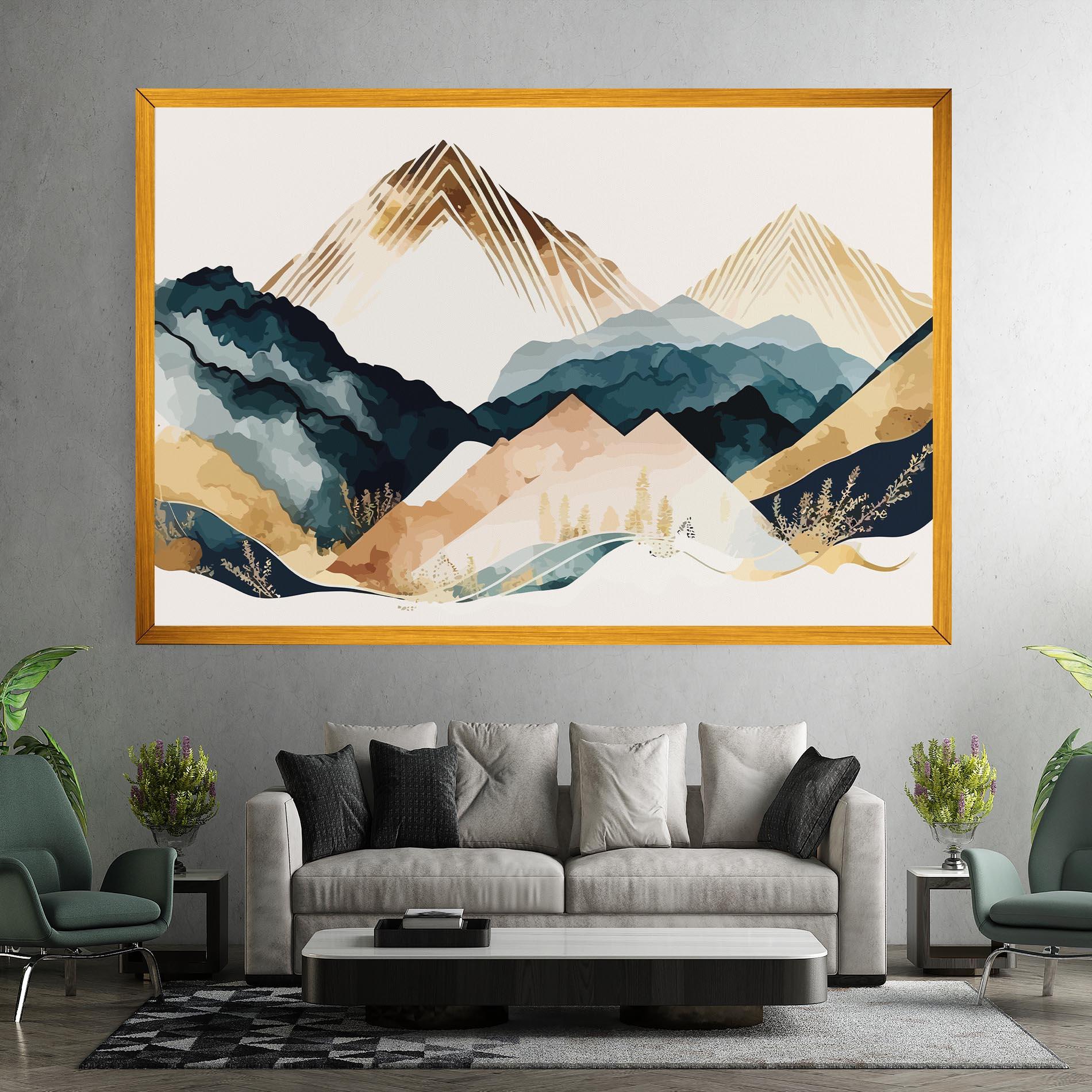 Tablou Canvas Gold Green Mountain mockup 7