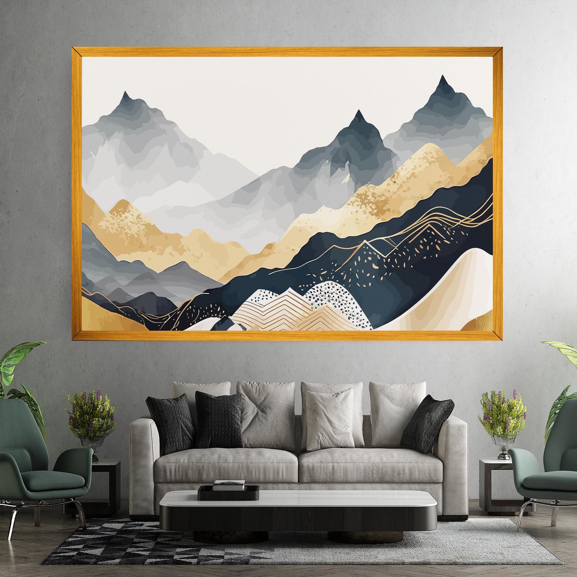 Tablou Canvas Gold Grey Mountain mockup 7