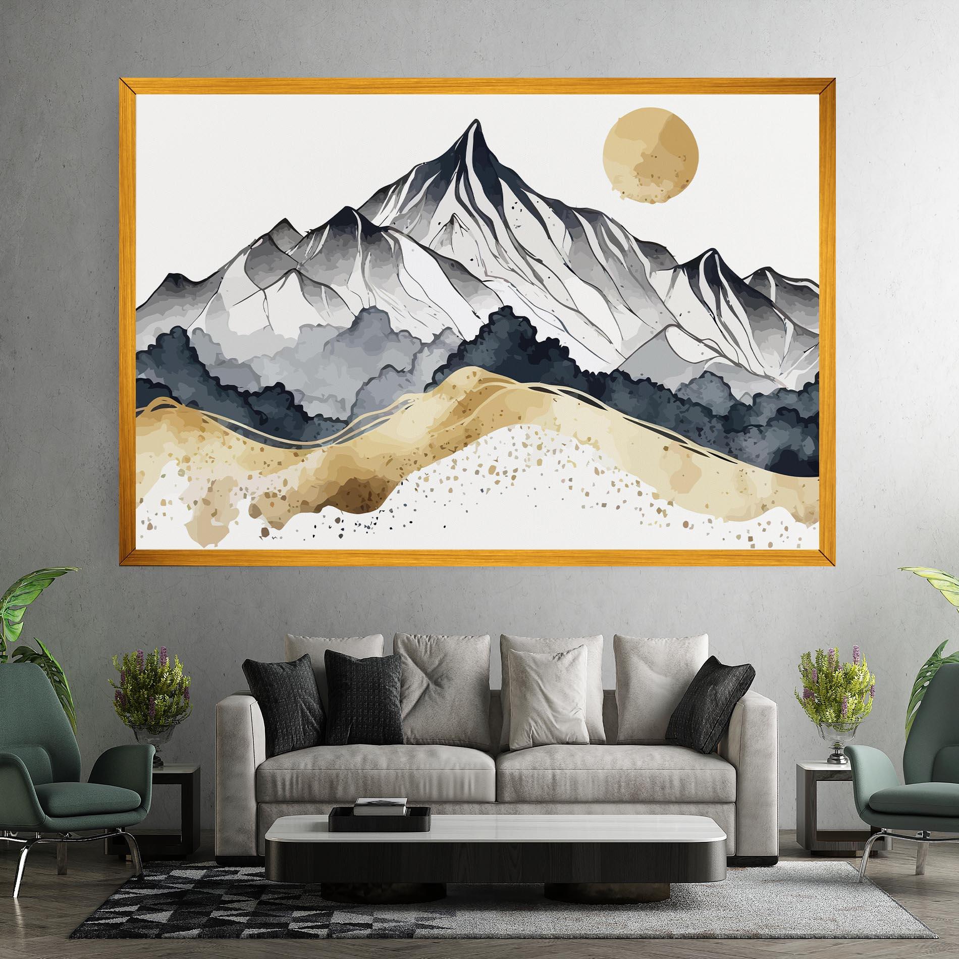 Tablou Canvas Grey Gold Mountain mockup 7
