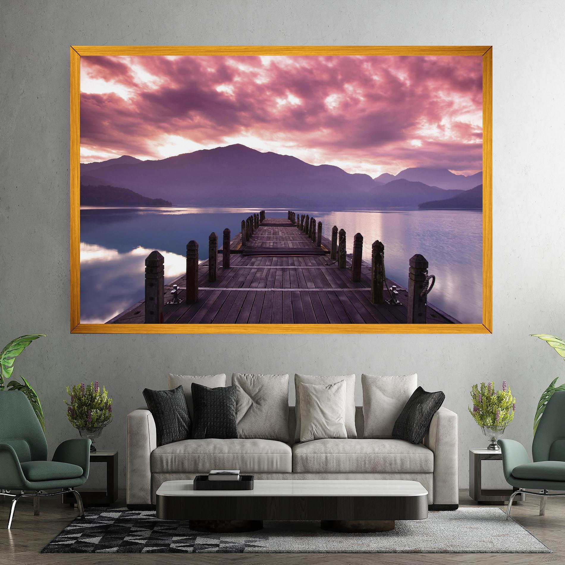 Tablou Canvas Pink Sky Over The Lake mockup 7