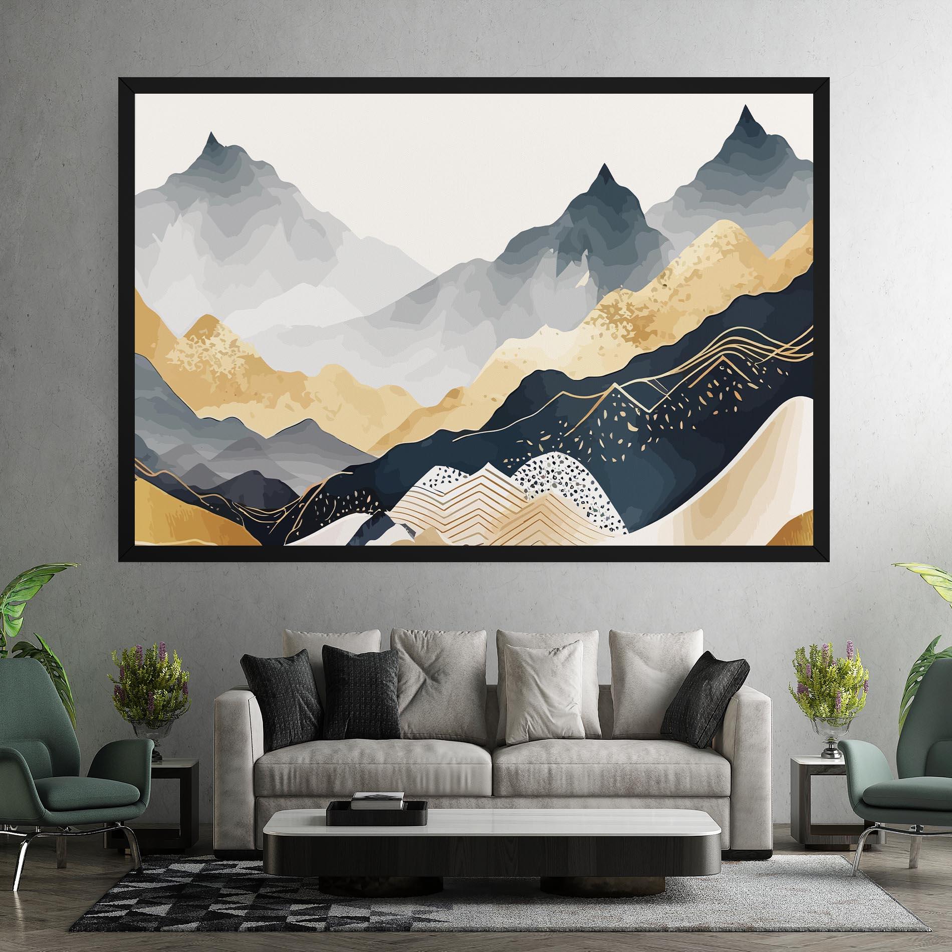 Tablou Canvas Blue Gold Mountain mockup 7