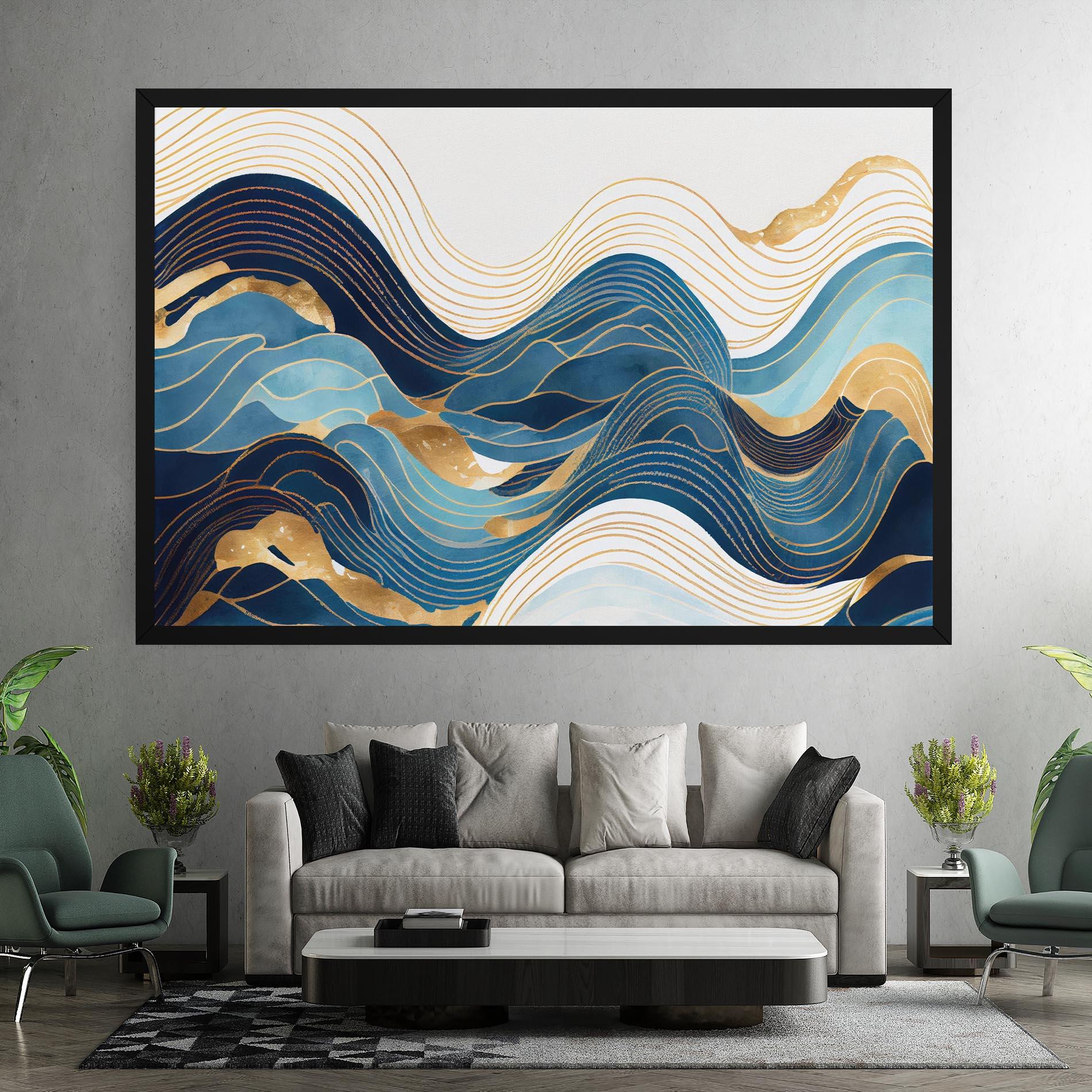 Tablou Canvas Blue Wave Mountain mockup 7